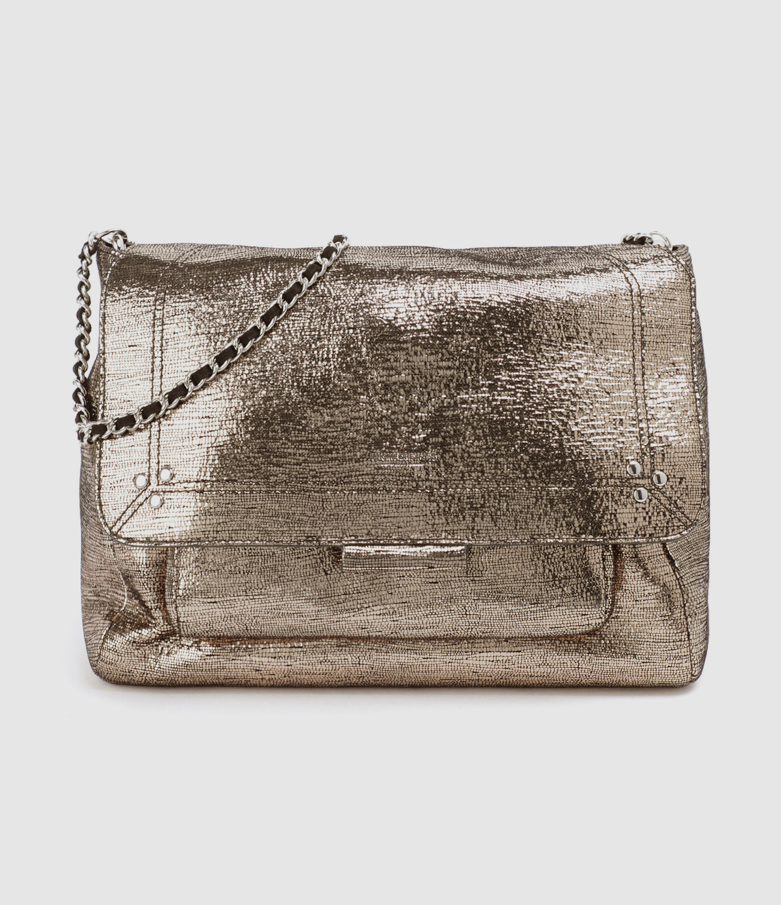 Sac Lulu L Cuir Lamé Champagne