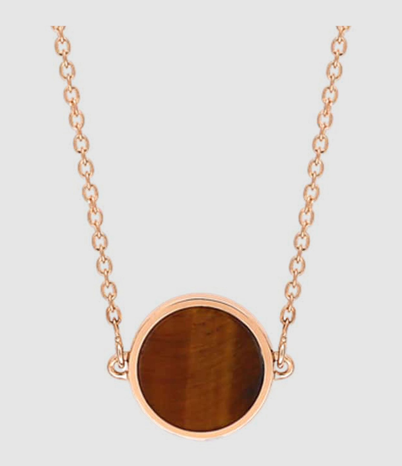 Collier Ever Mini Disc Œil de Tigre Or Rose 