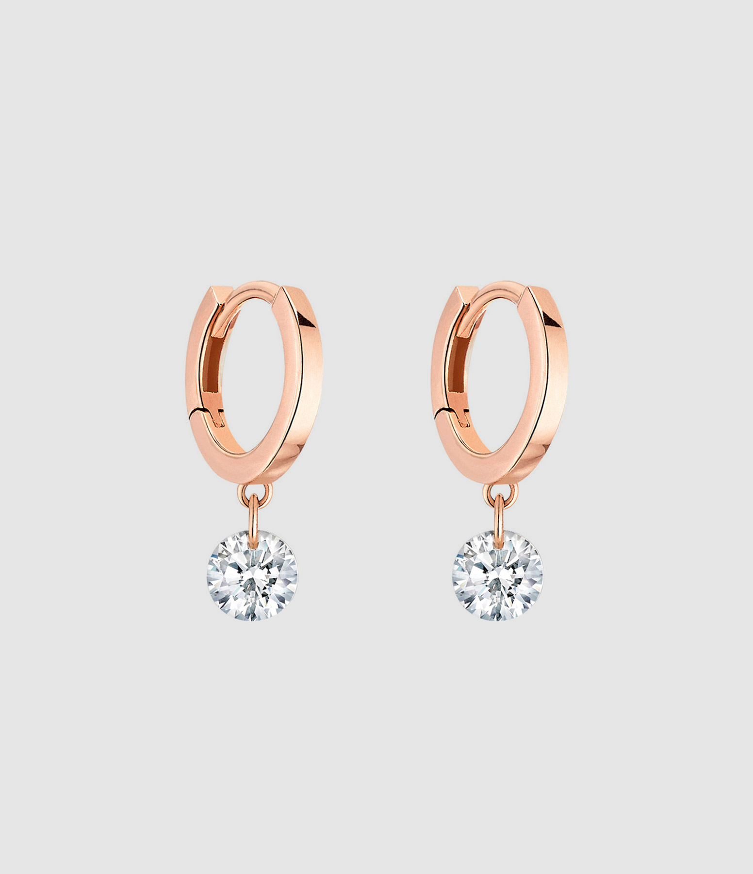 Mini Créoles 360° Diamant Brillant Or Rose
