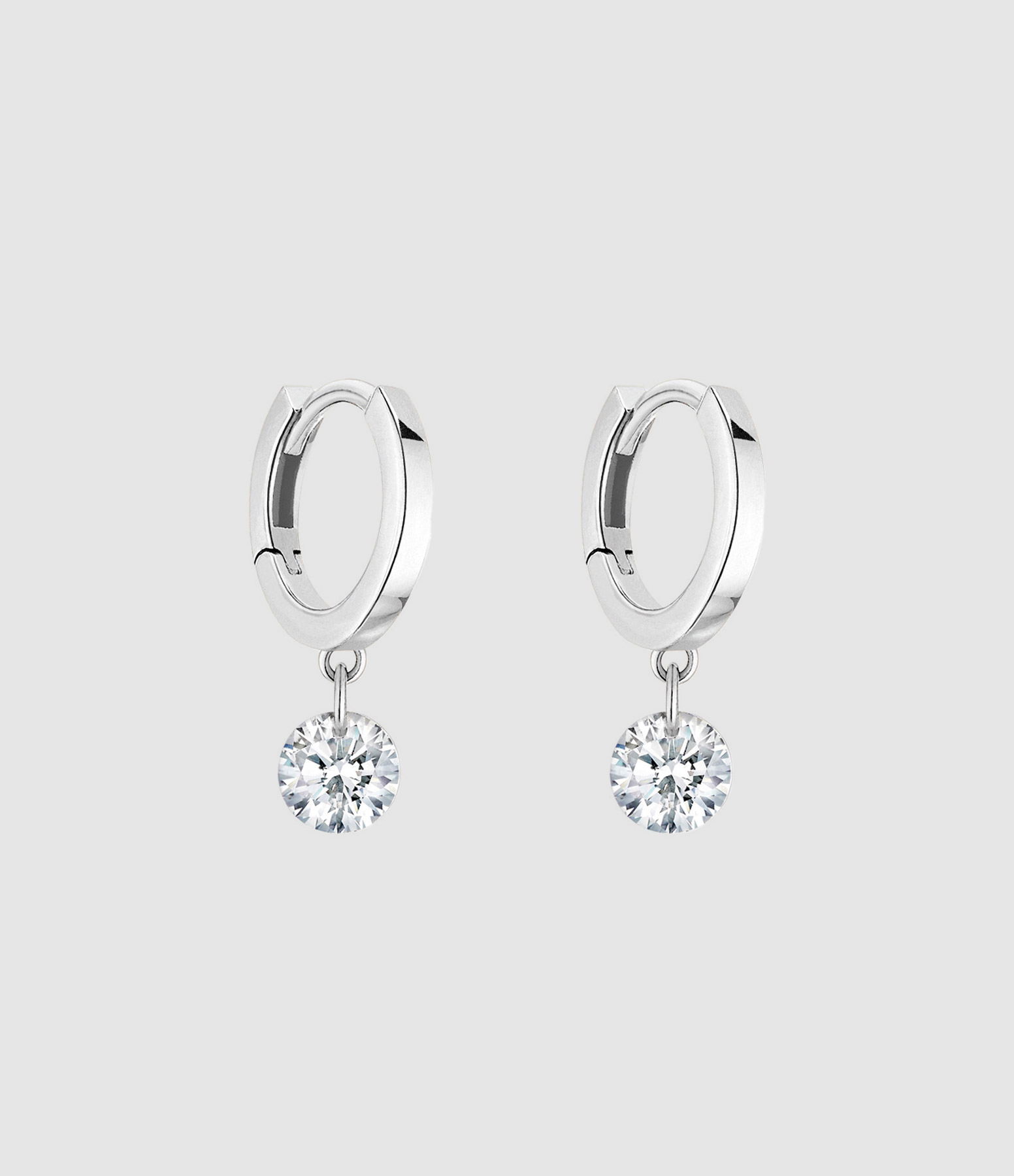 Mini Créoles 360° Diamant Brillant Or Blanc
