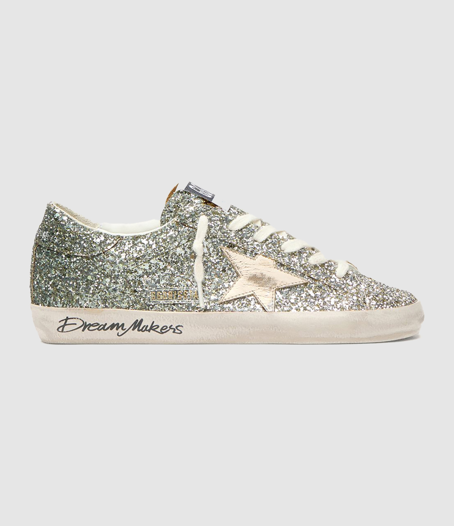 Baskets Super Star Glitter Platinum Green