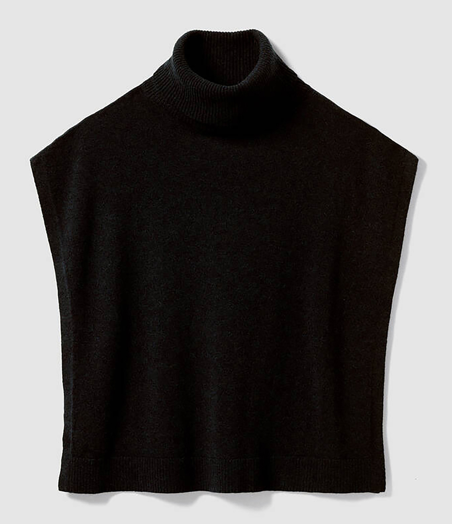 Poncho Col Roulé Cachemire Noir