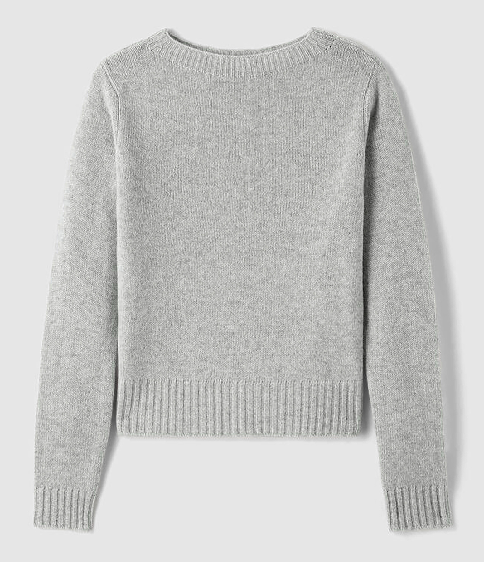 Pull Col Rond 4 Fils Cachemire Gris Argenté