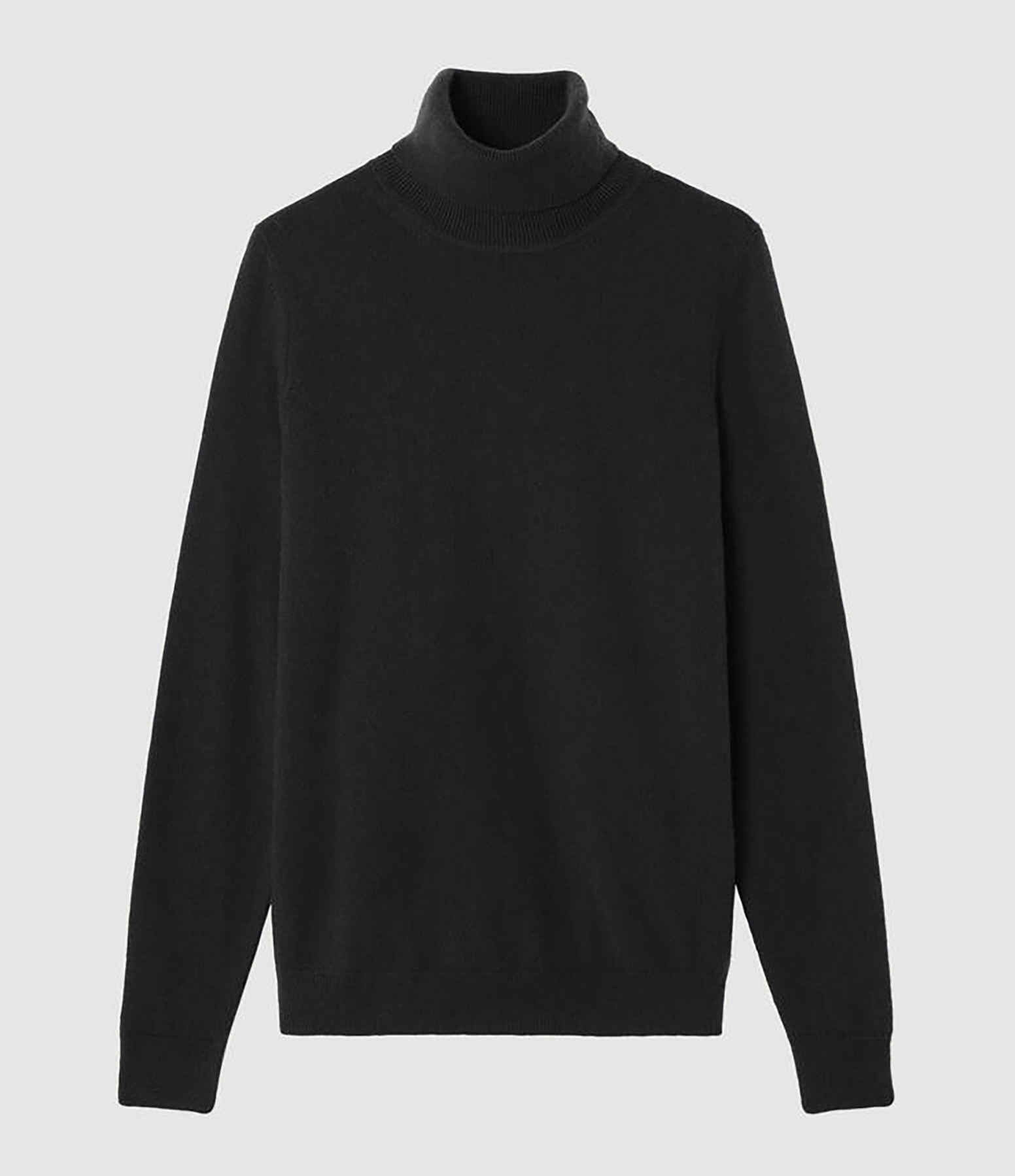 Pull Col Roulé Classique Cachemire Noir