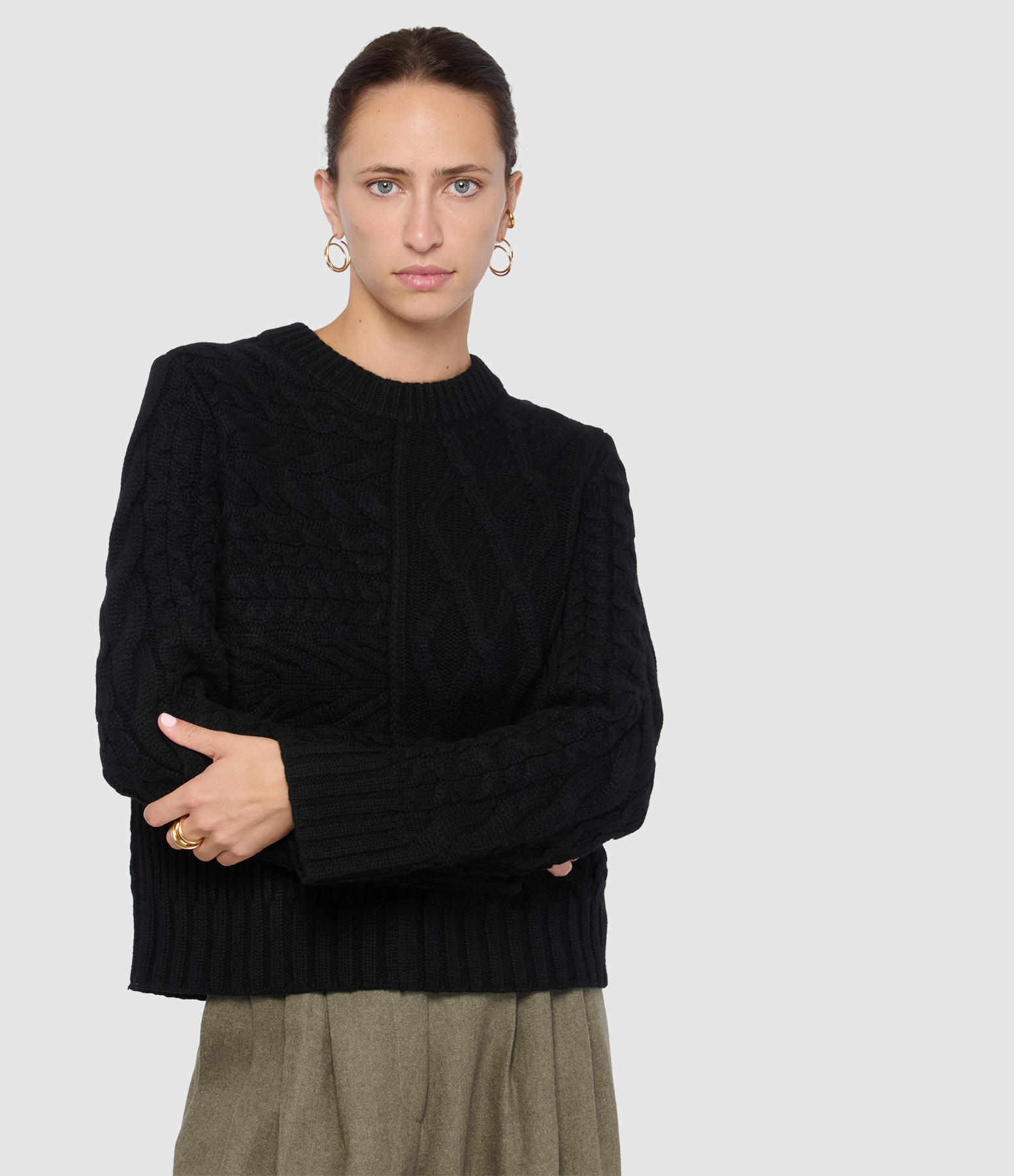 Pull Col Rond Patchwork Noir