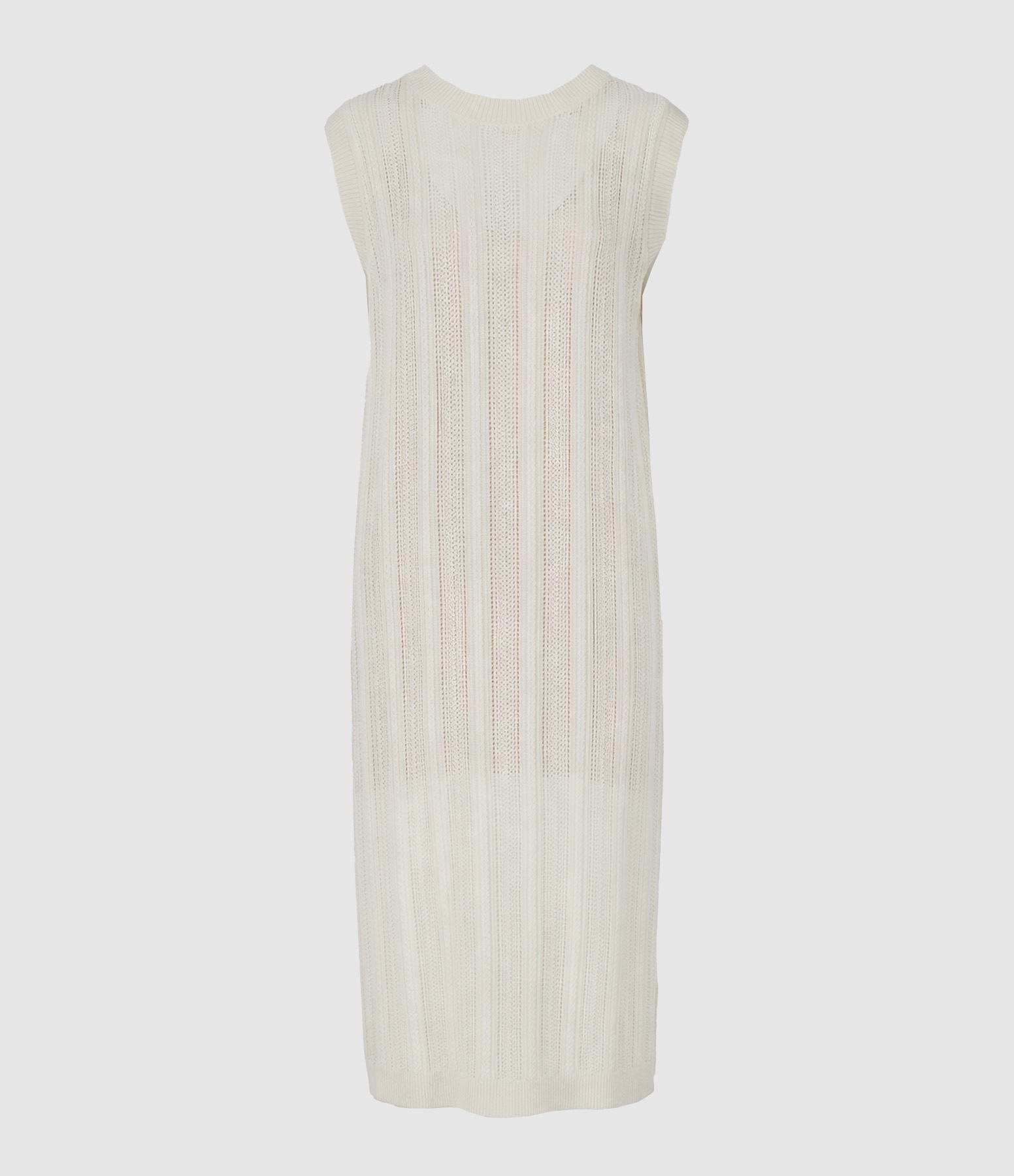 Robe Ample Sans Manches Pointelle Verticale Naturel