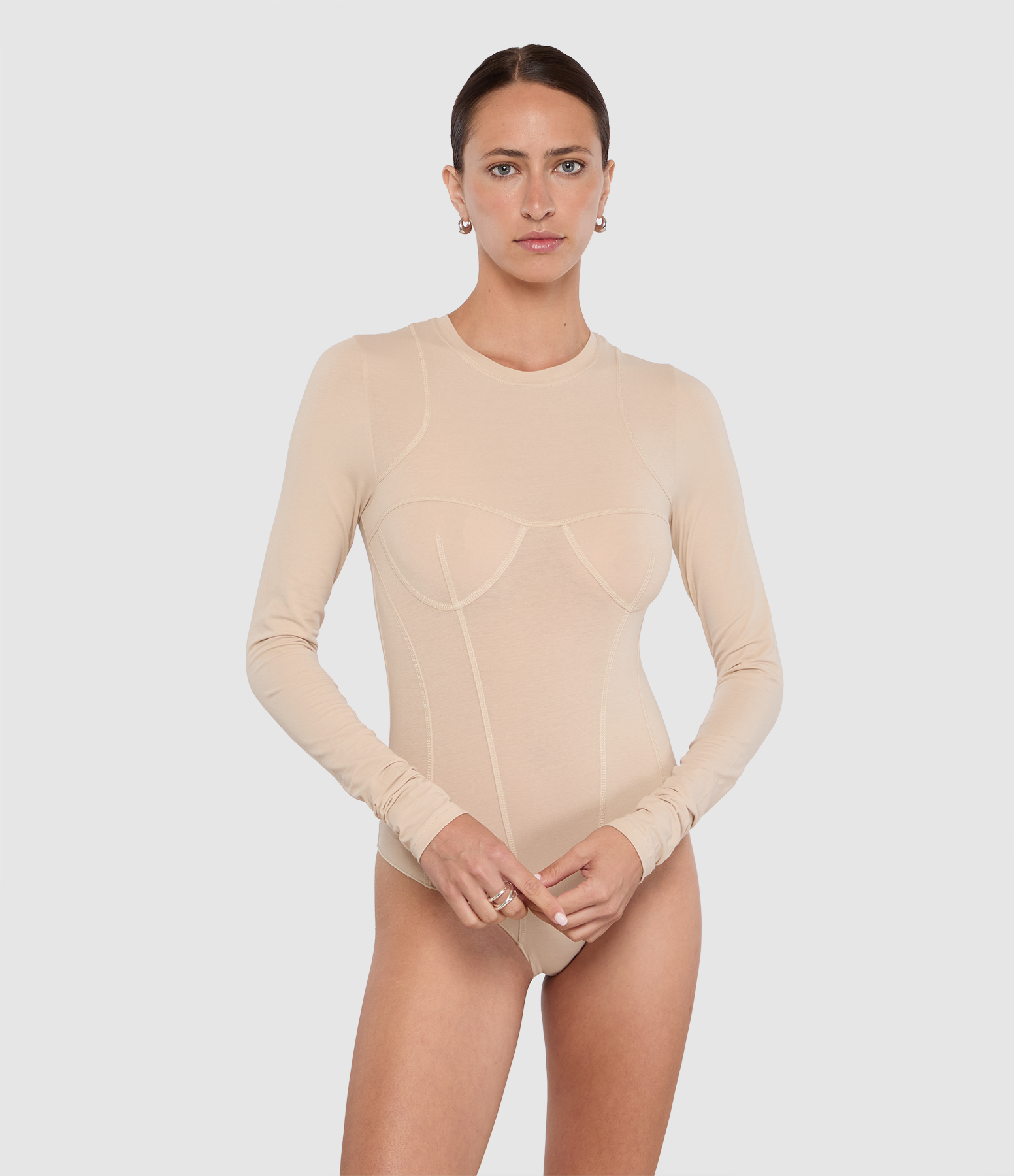 Body Corset Bra Cut Soft Beige