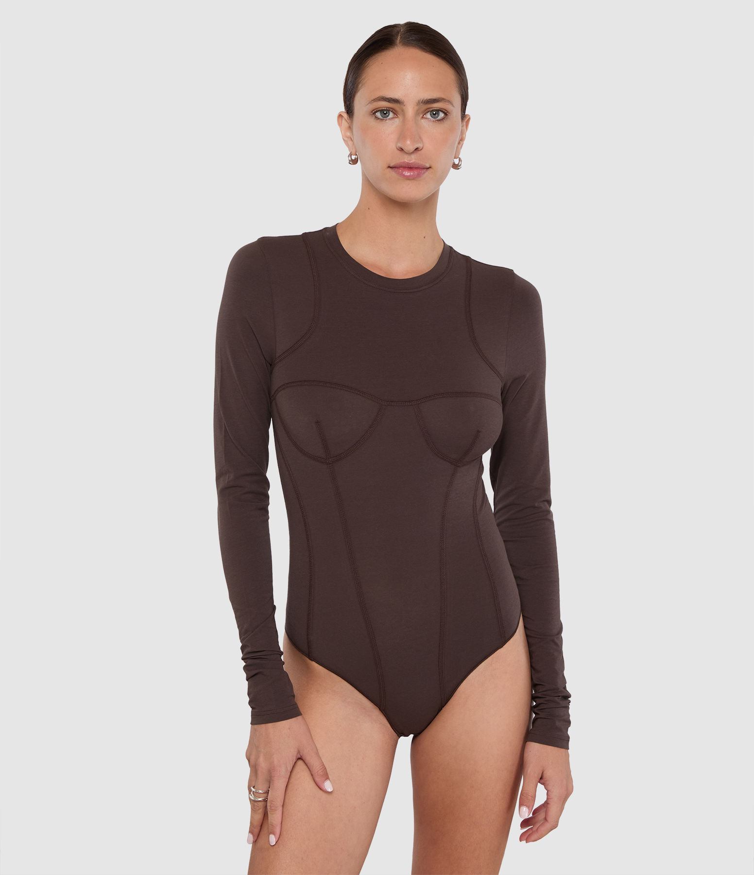 Body Corset Bra Cut Soft Brown