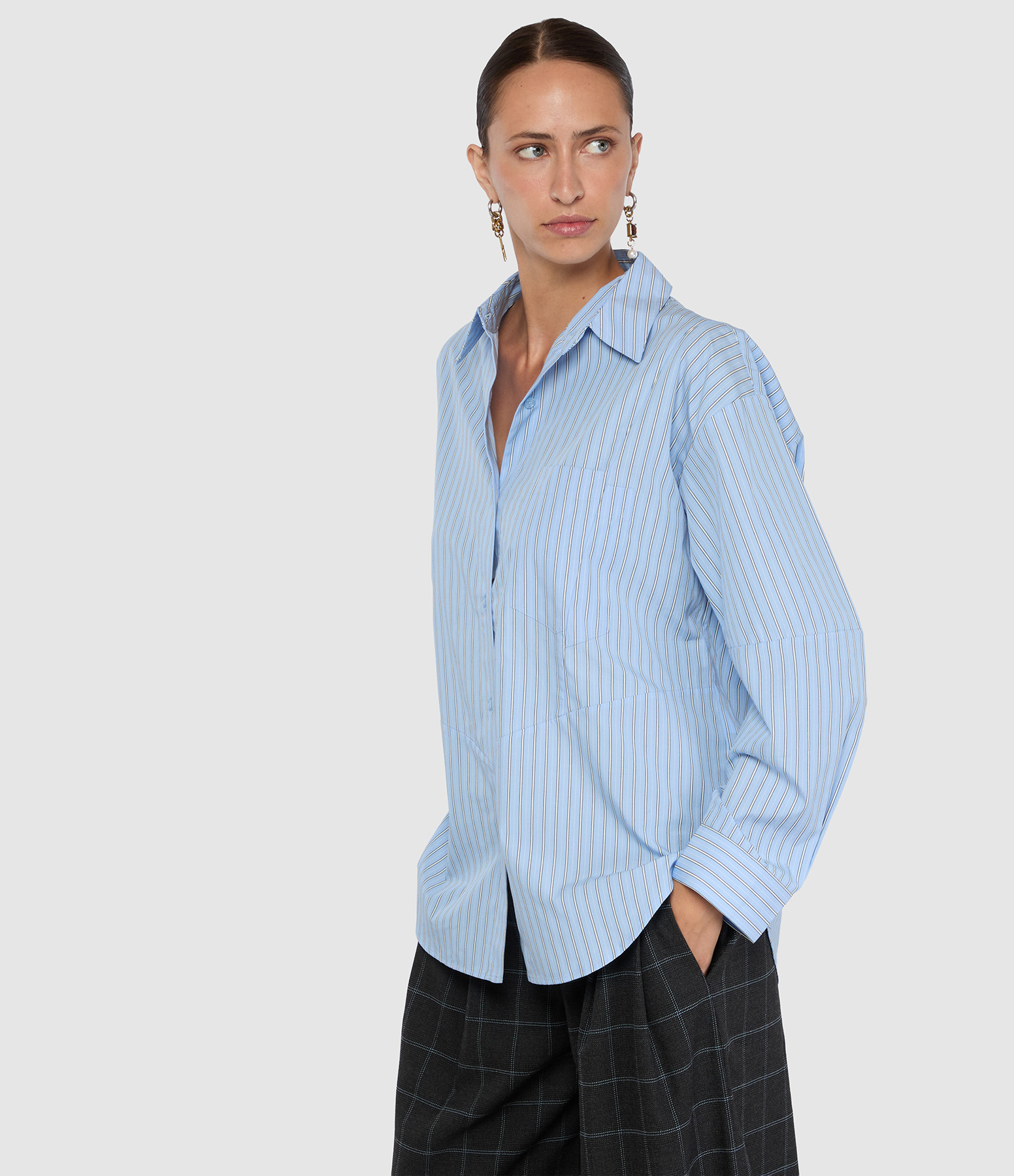 Chemise Kreative Noir Bleu Clair