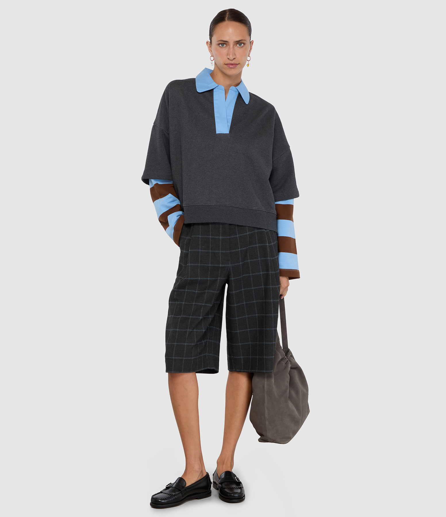 Short Kreme Blanc Cassé Gris Foncé