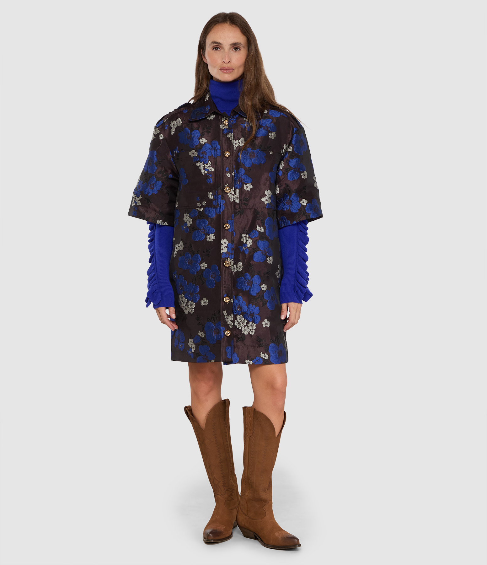 Robe Courte Kinder Bleu Brun