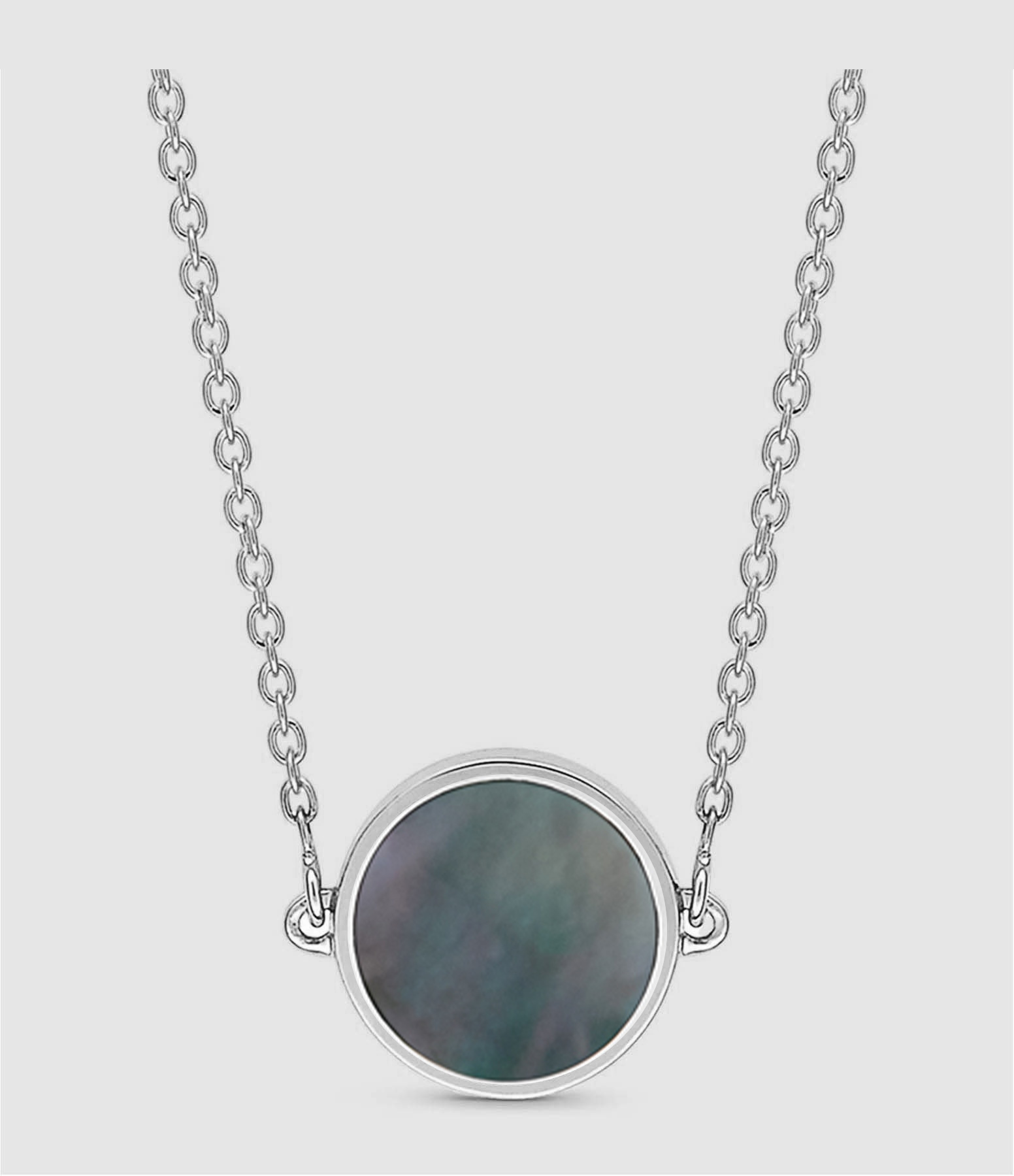 Collier Ever Mini Disc Nacre Noire Or Blanc