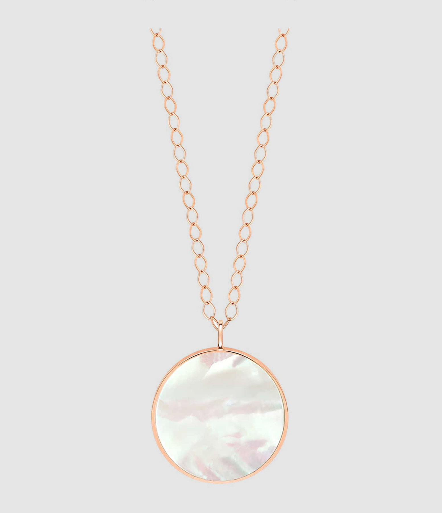 Sautoir Ever Disc Jumbo Nacre Blanche Or Rose