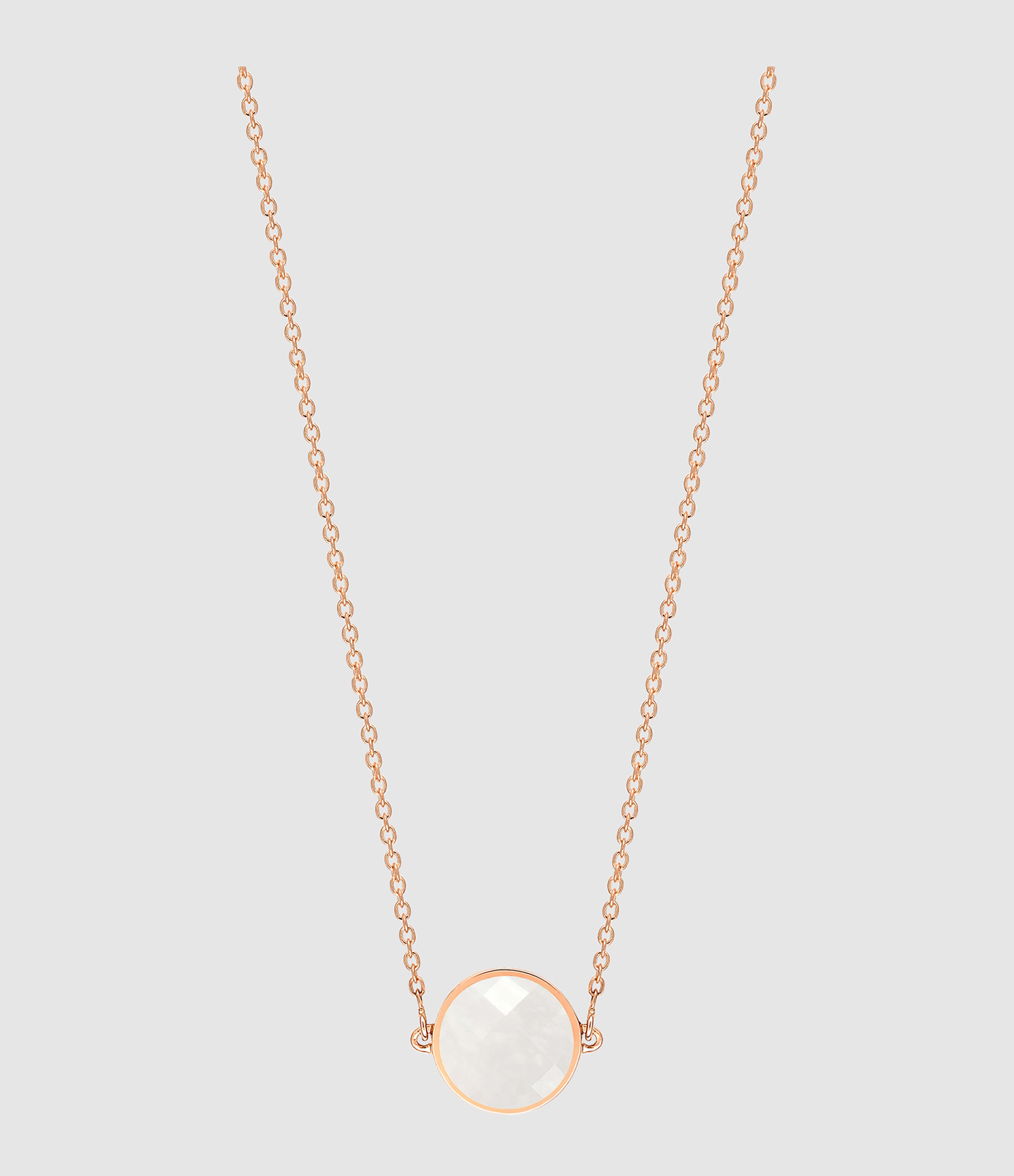 Collier Mini Pixie Ever Disc Pierre de Lune Blanche Or Rose