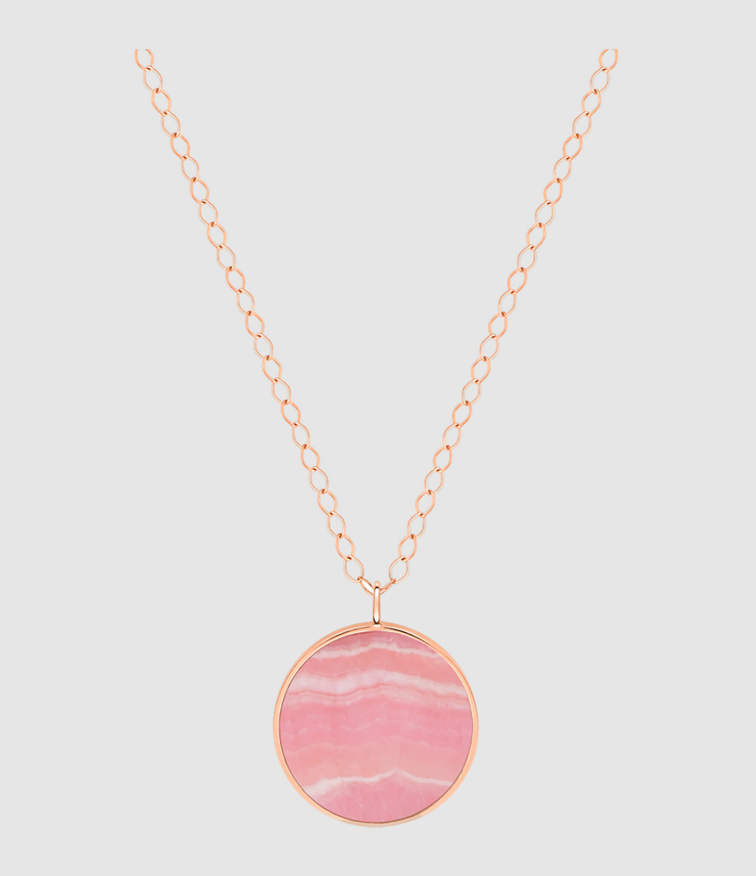 Sautoir Ever Disc Jumbo Rhodocrosite Or Rose
