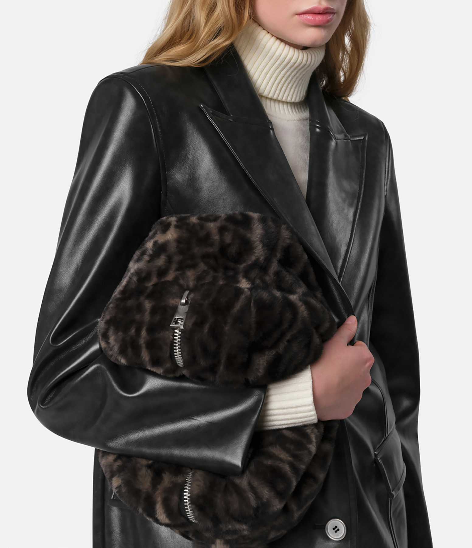 Pochette Jumbo Noor Fausse Fourrure Dark Léopard