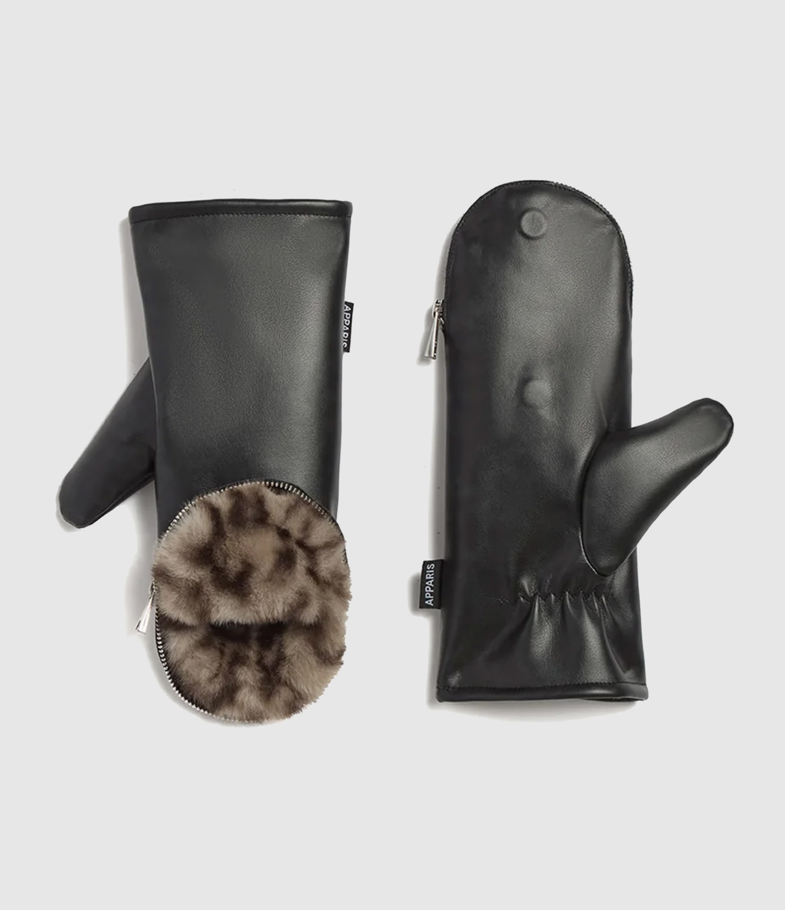 Moufles Noa Zipper Noir Light Leopard