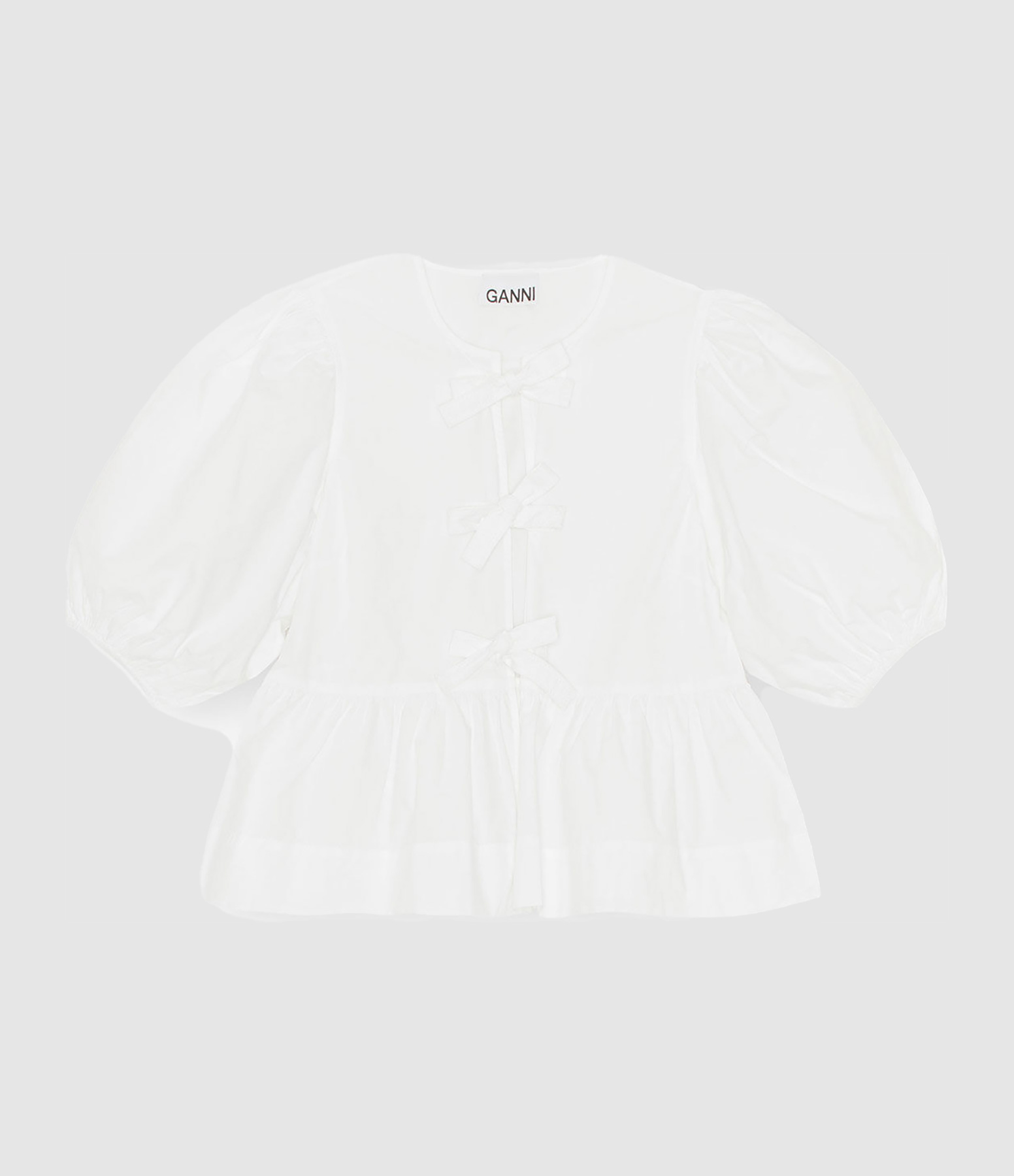 Blouse Cotton Poplin Peplum Bright White