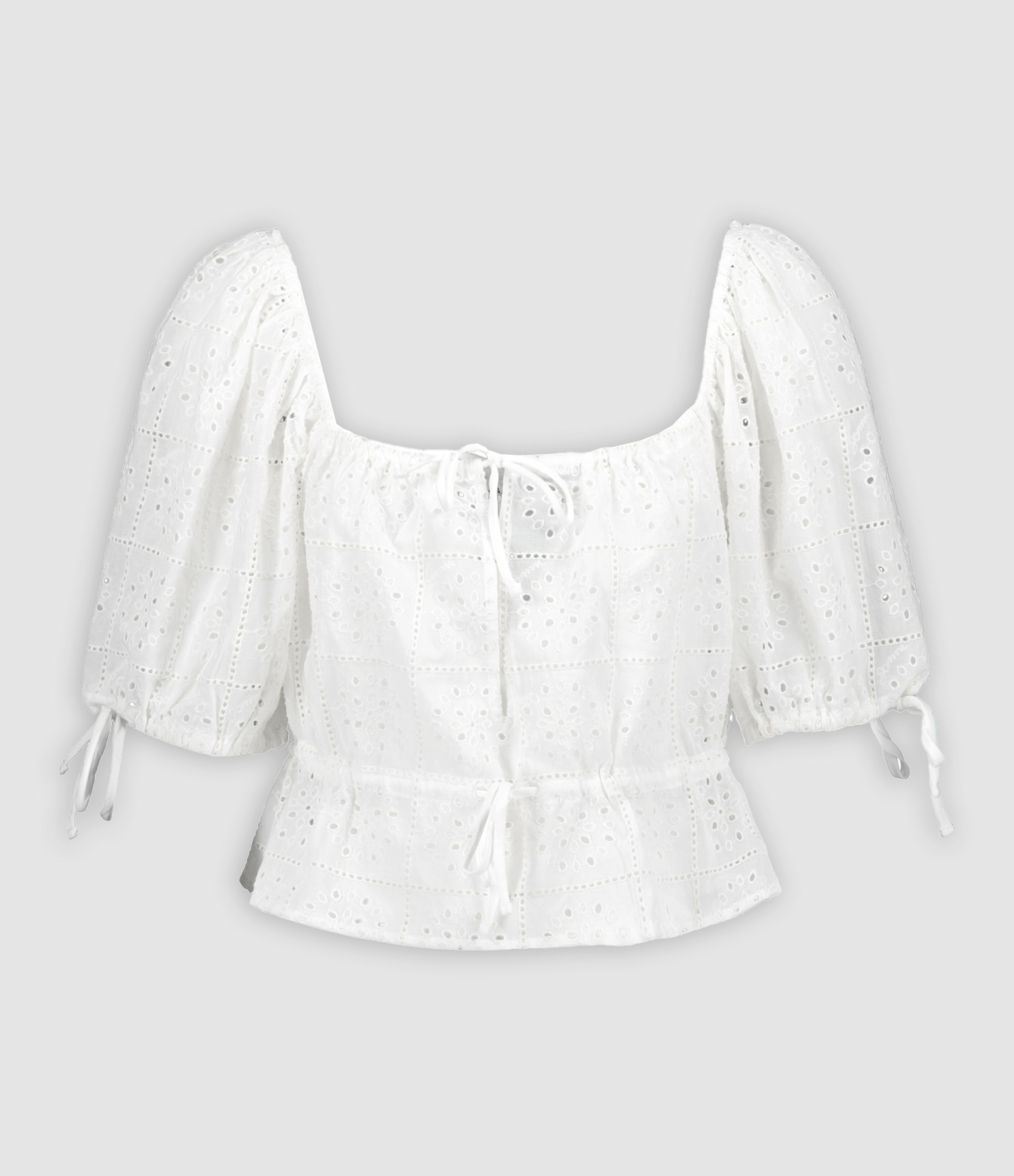 Top Court Broderie Anglaise Coton Organique Blanc