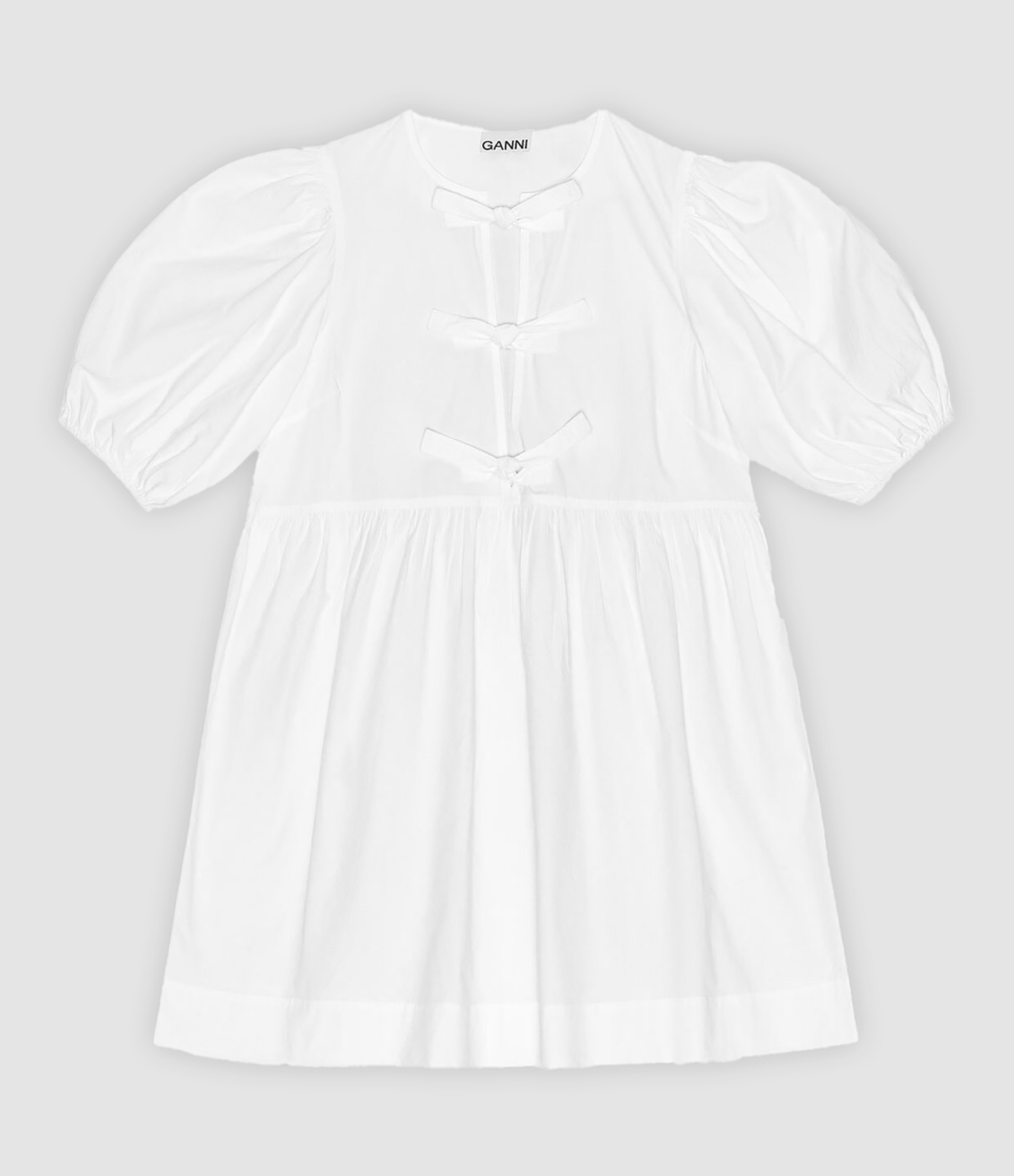 Robe Courte Cotton Poplin Tie String Bright White