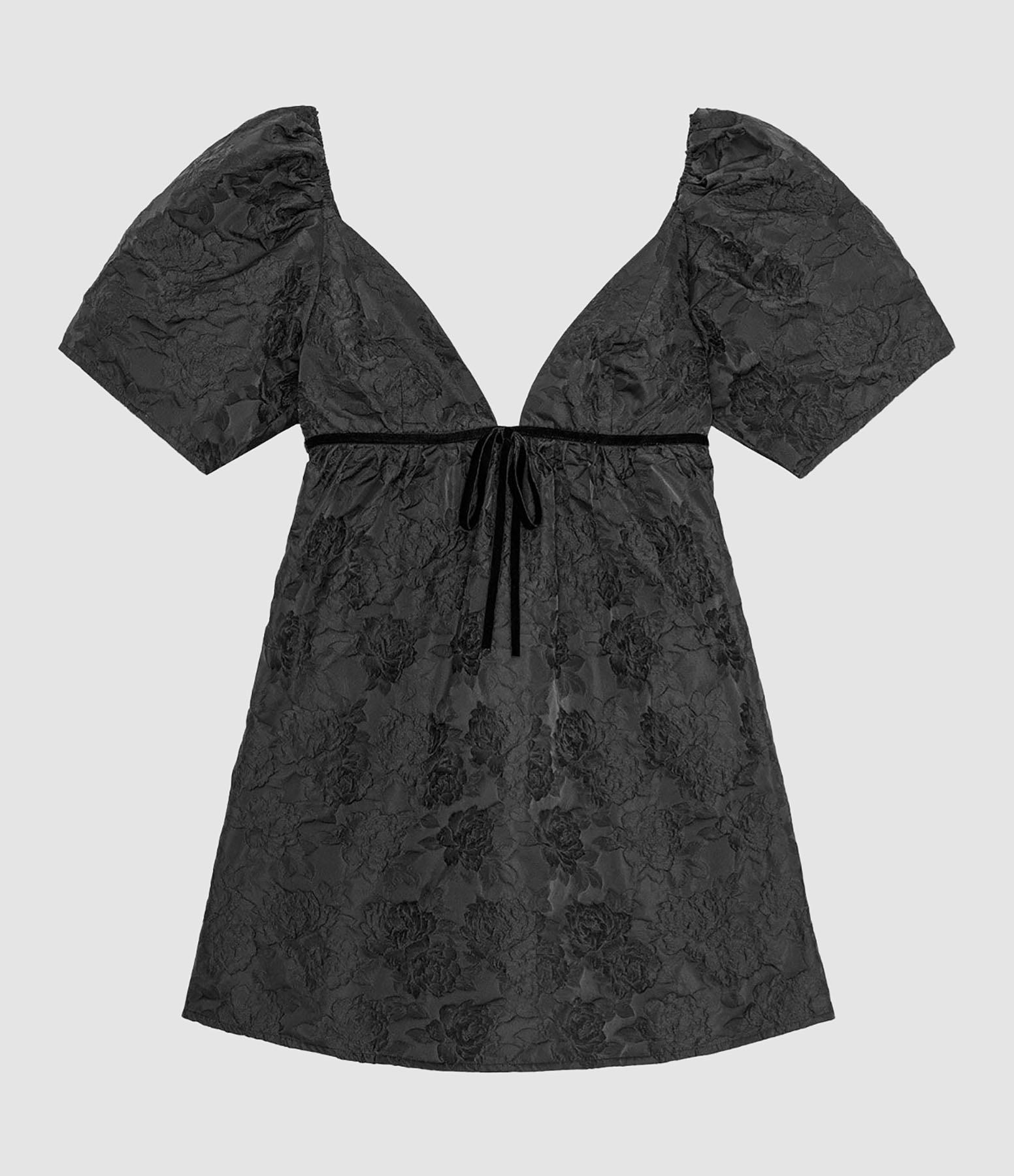 Robe Courte Botanical Jacquard Black