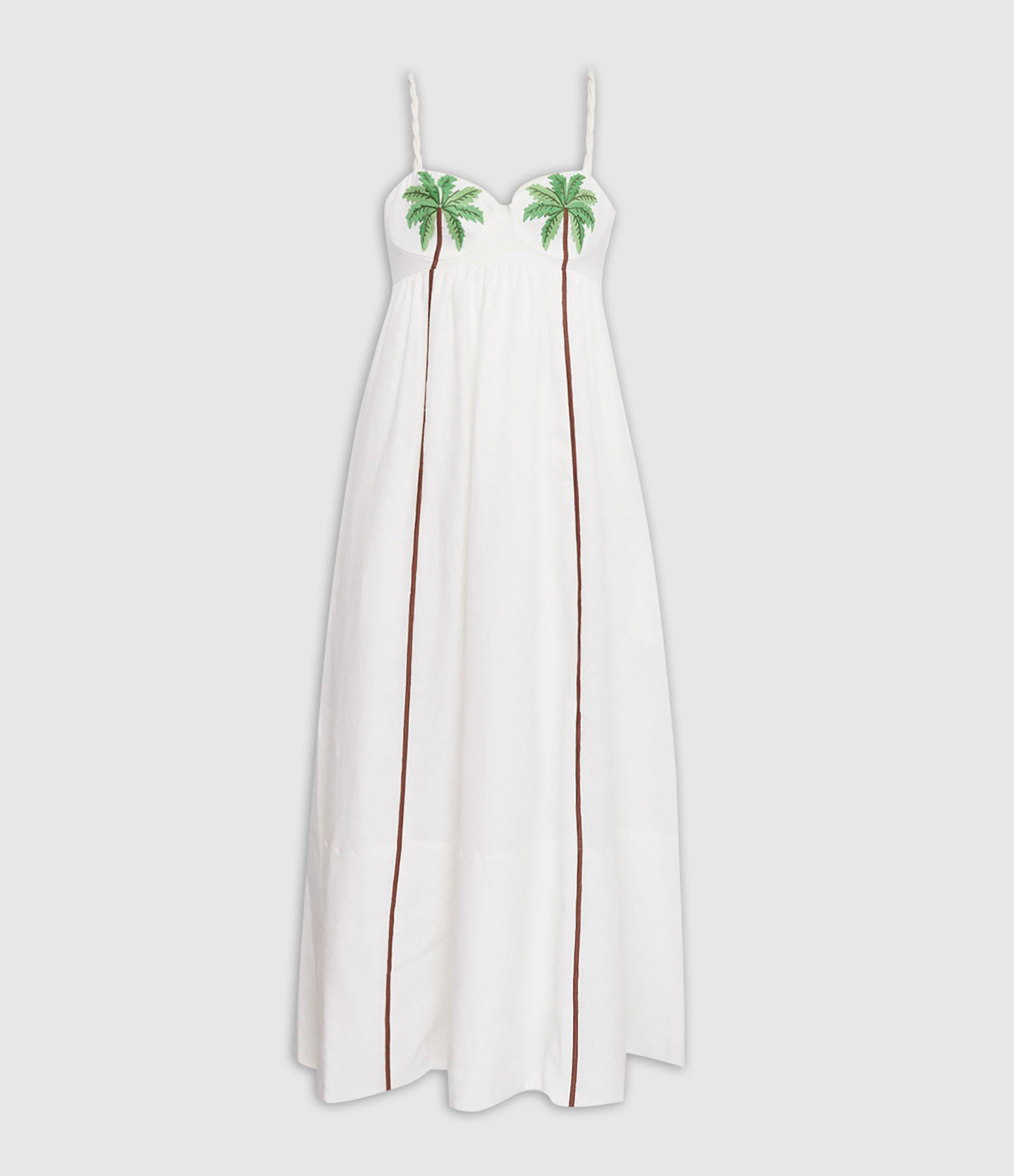 Robe Coconut Tree Embroidered Lin White