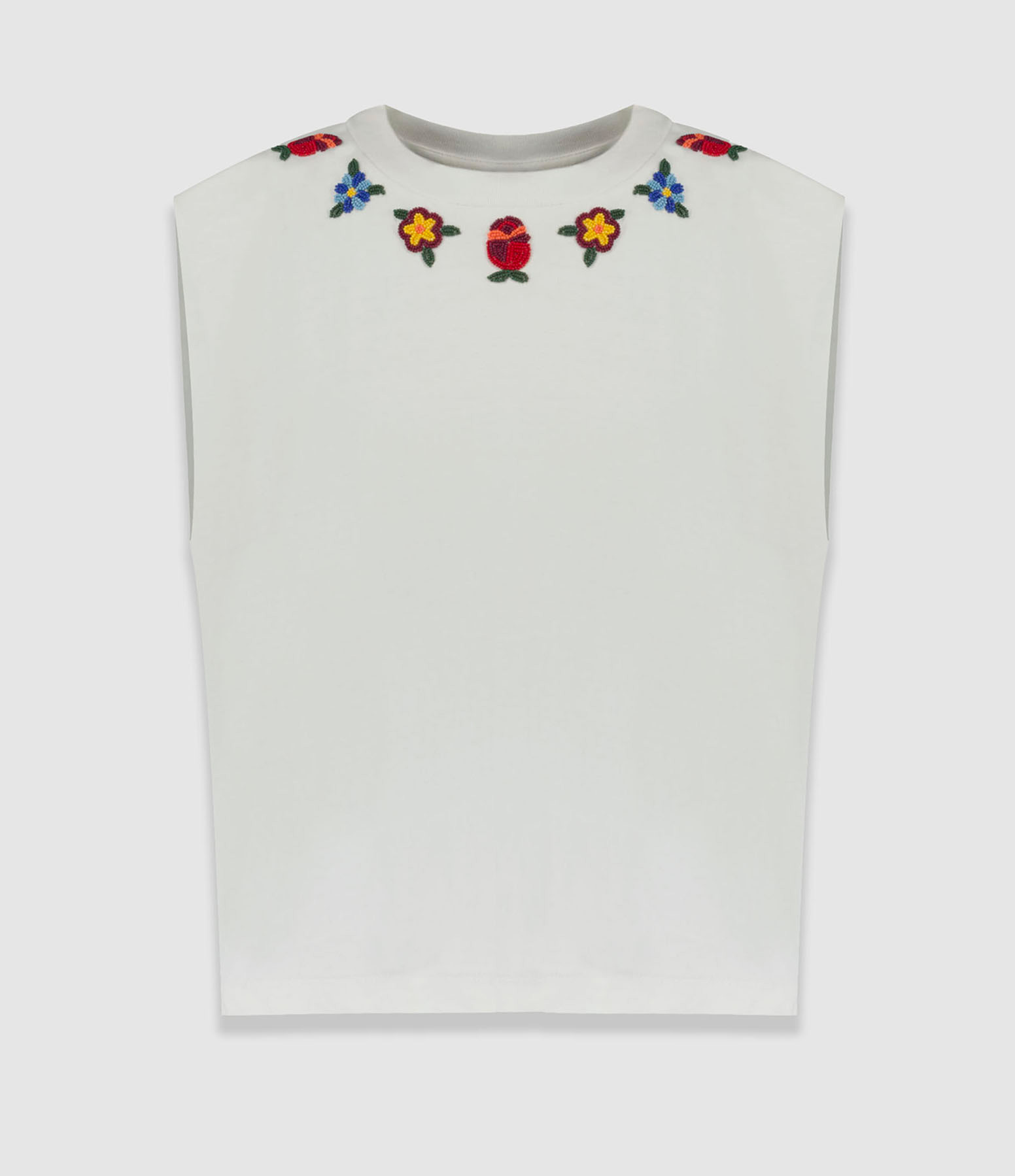 Tee-shirt Beaded Flowers White
