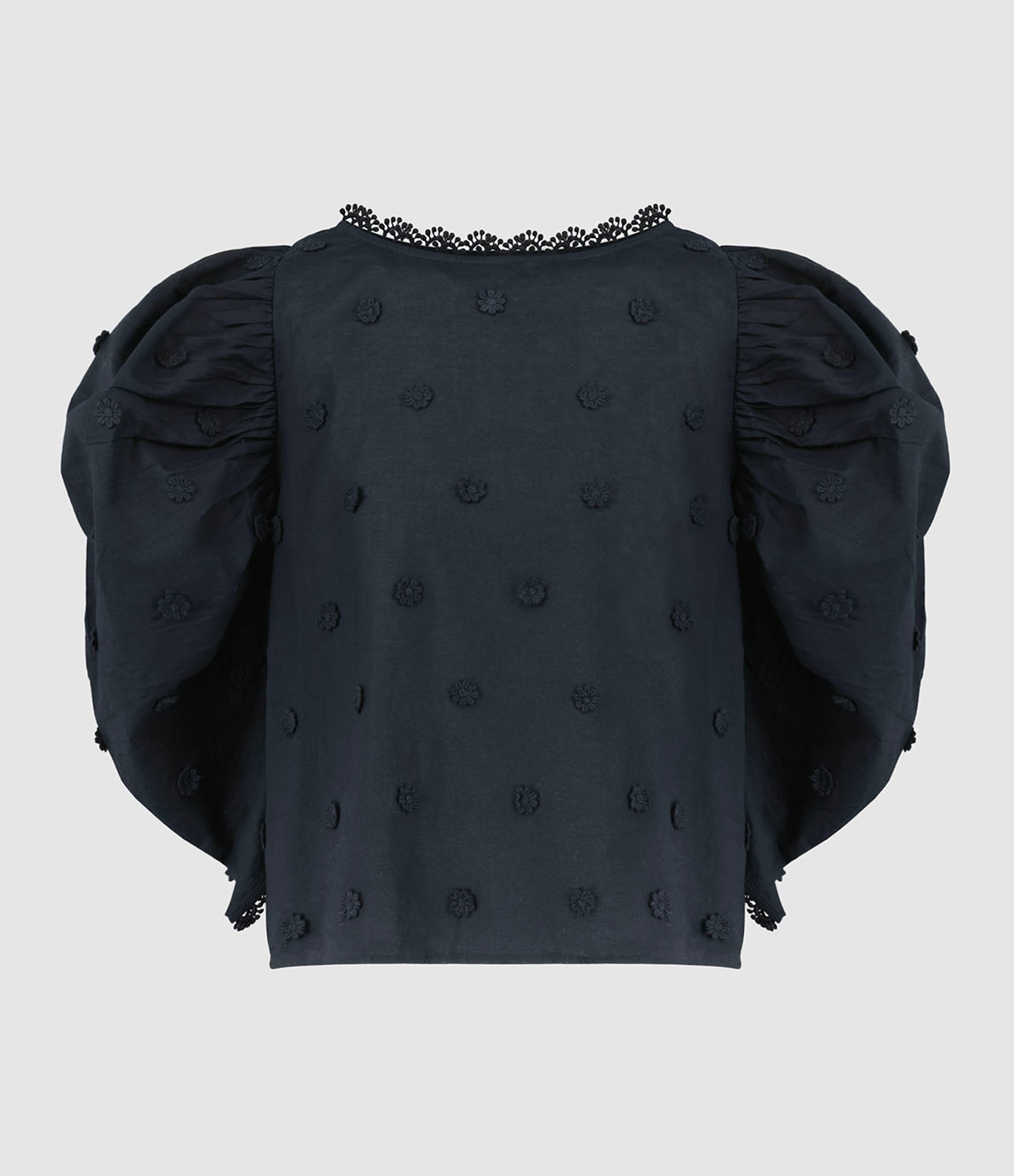 Blouse 3D Flowers Black