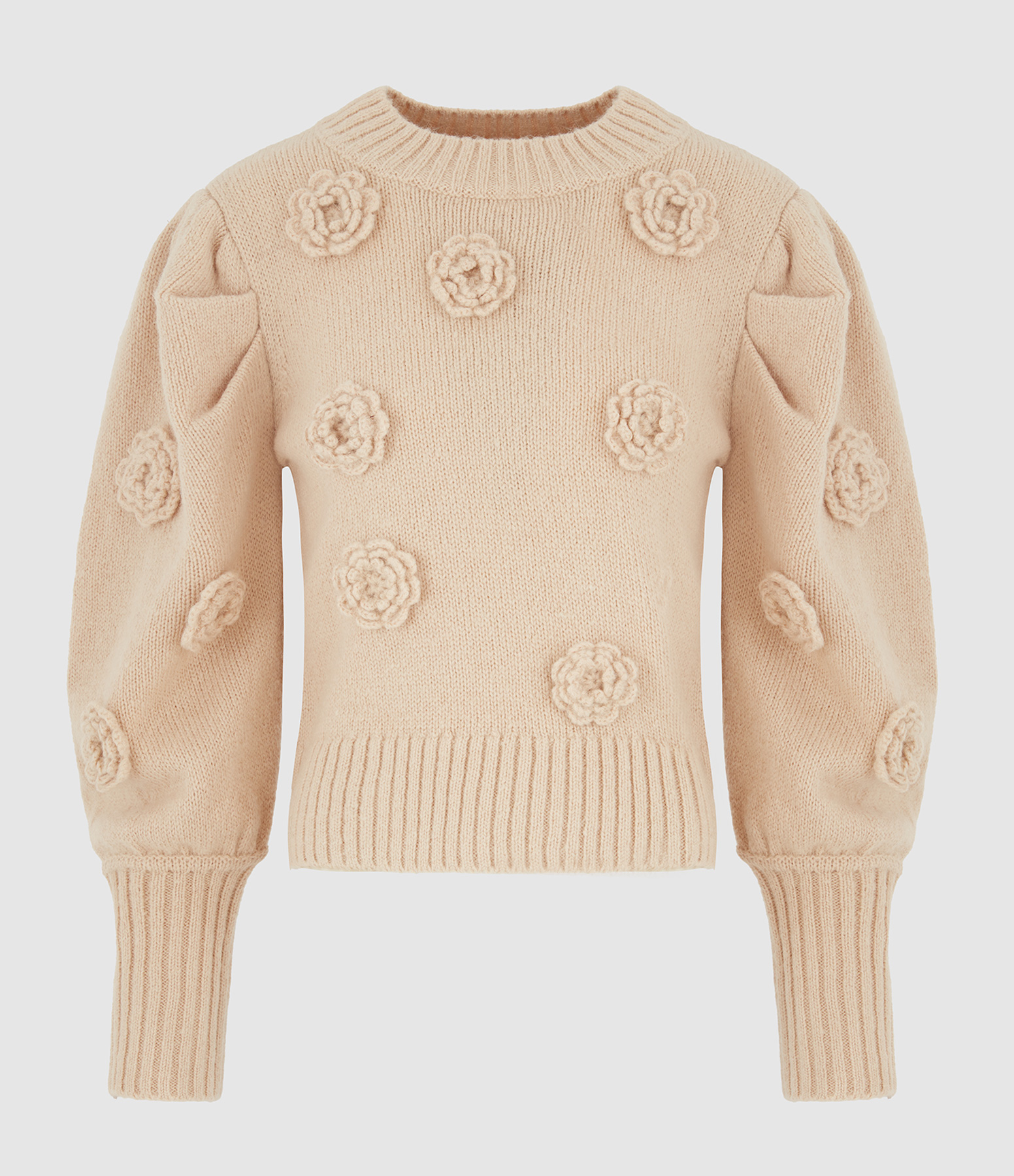 Pull Crochet Flower Knit Sand
