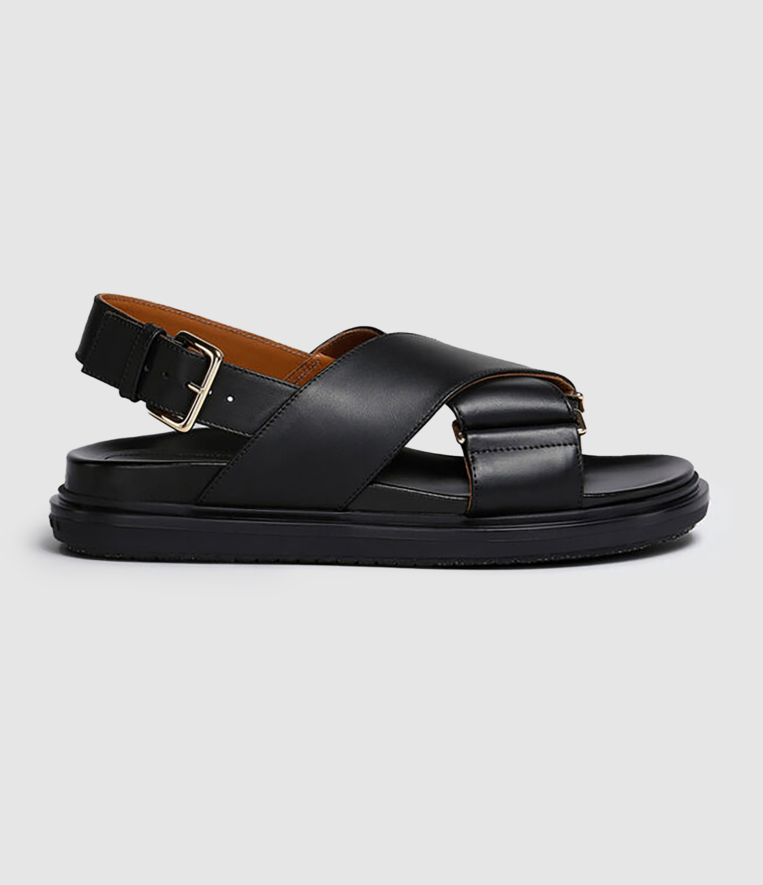 Sandales Fussbett Croisées Cuir Noir