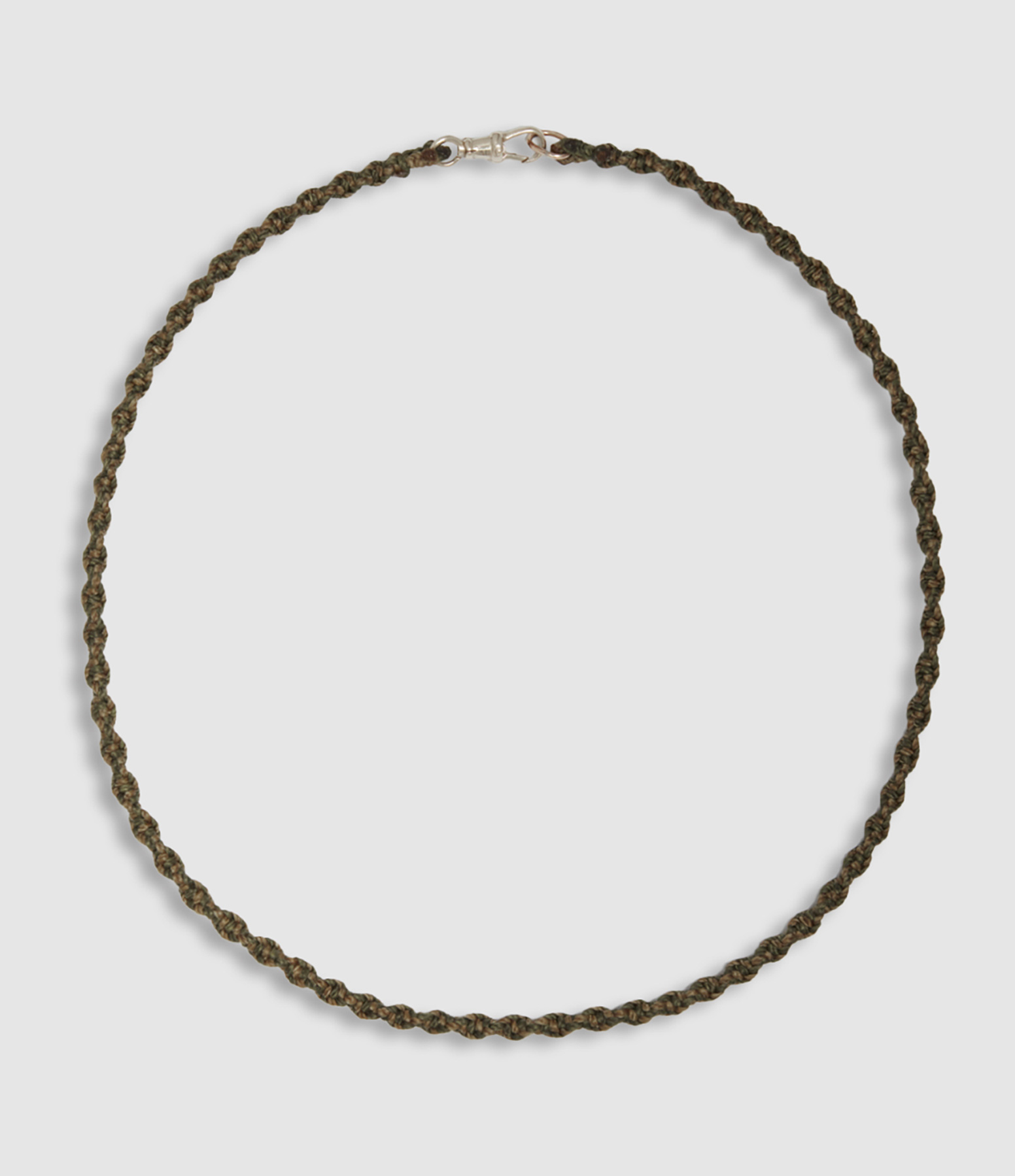 Collier Macramé Kaki Fermeture 14 Carats Or Jaune