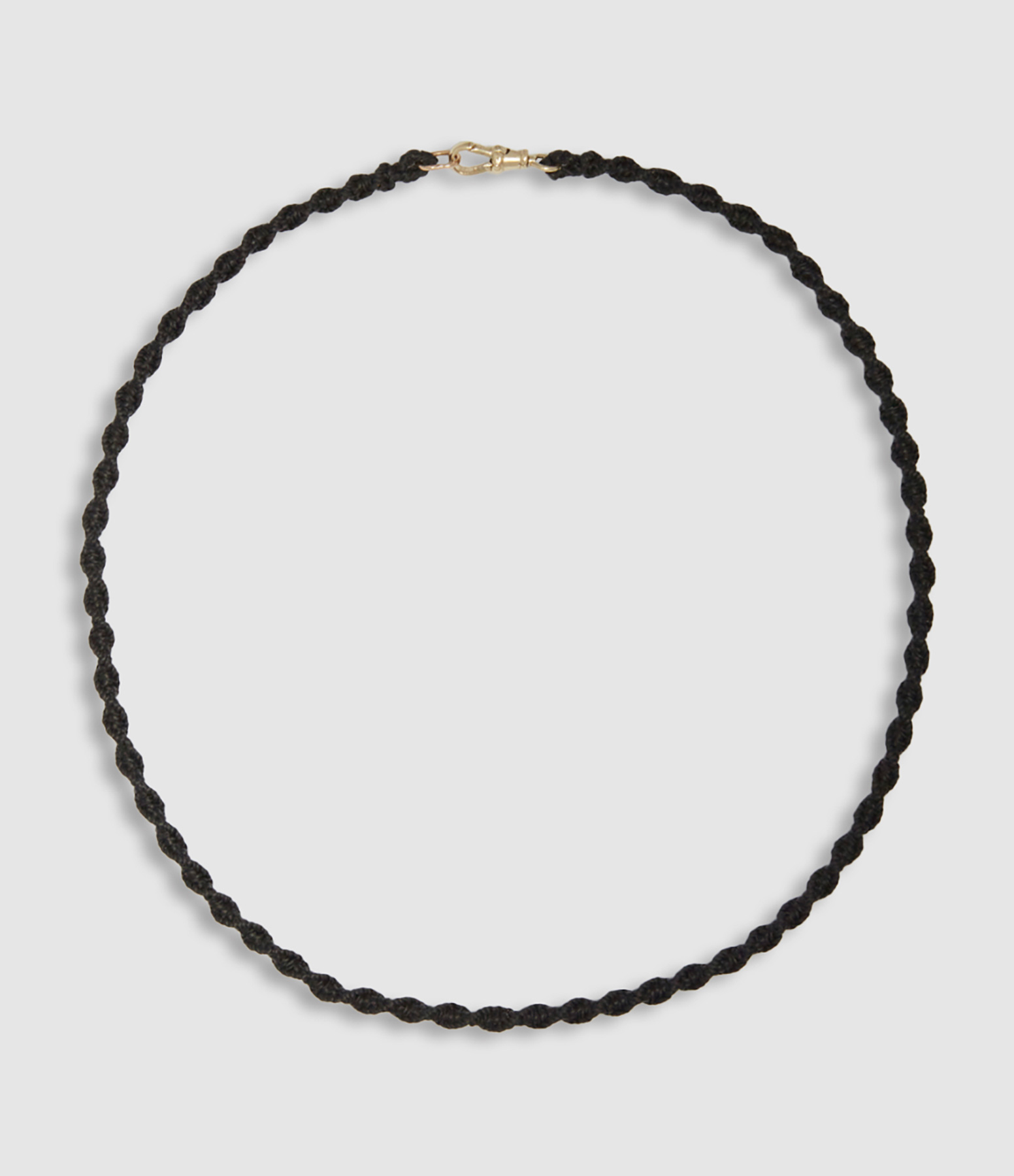 Collier Macramé Noir Fermeture 14 Carats Or Jaune