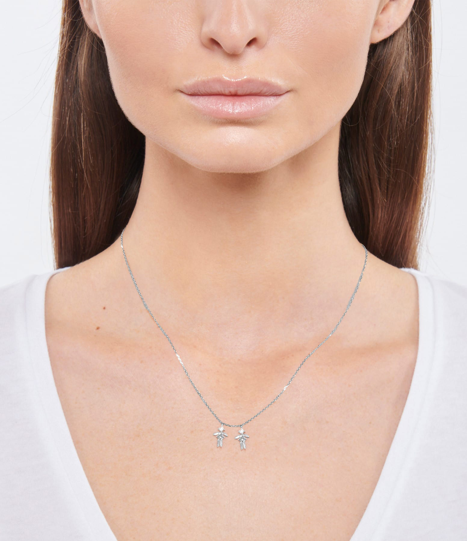 Collier Emblématique Fille Fille Or Blanc Diamants