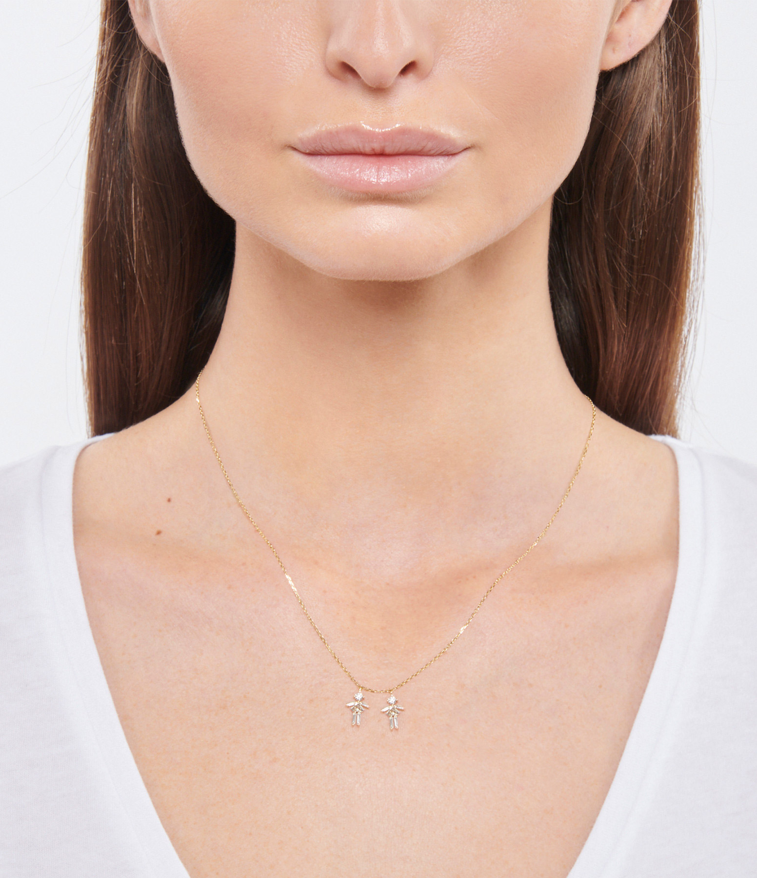 Collier Emblématique Fille Fille Or Jaune Diamants
