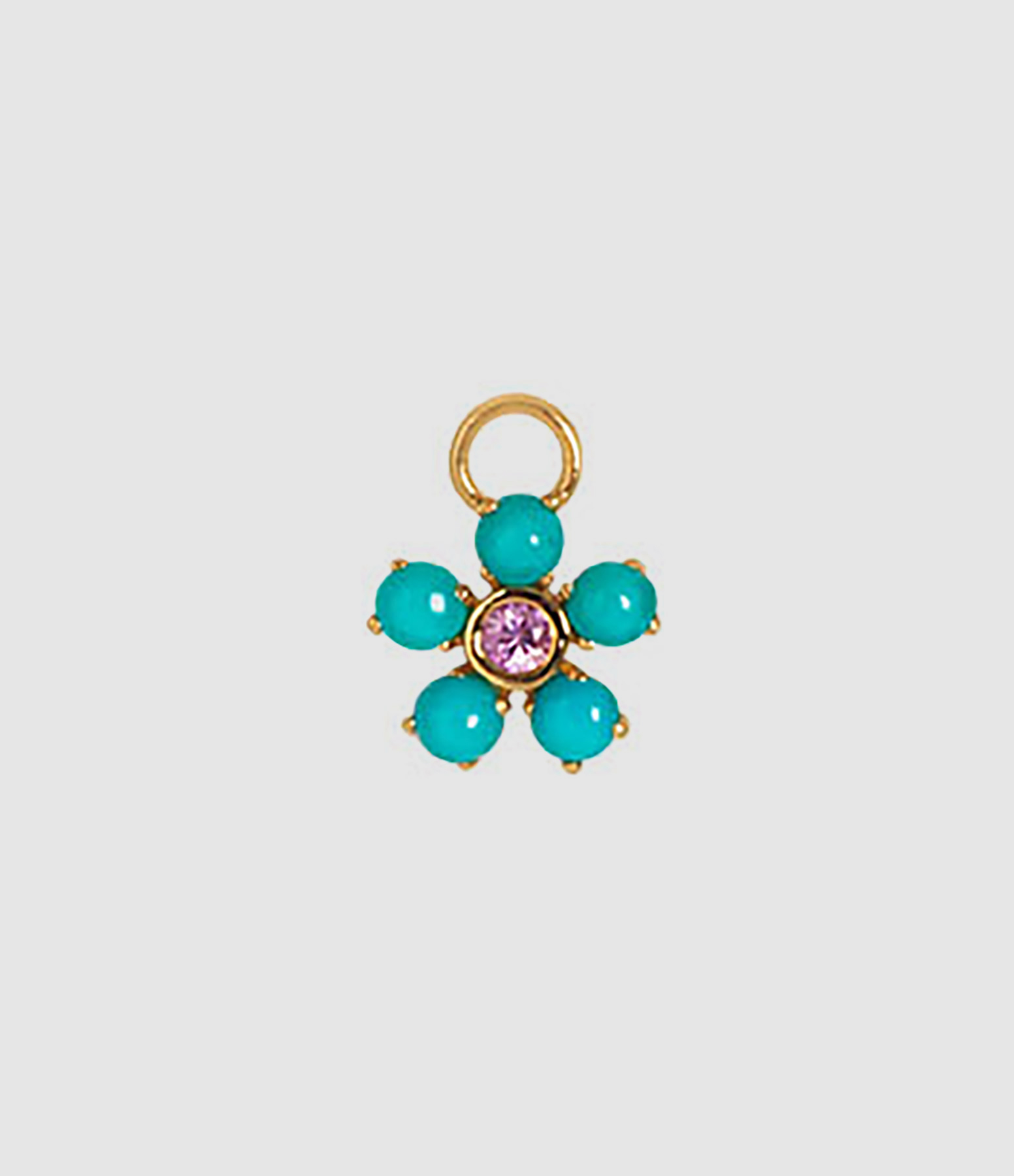 Mini Charm Fleur Saphir Rose Turquoise Or