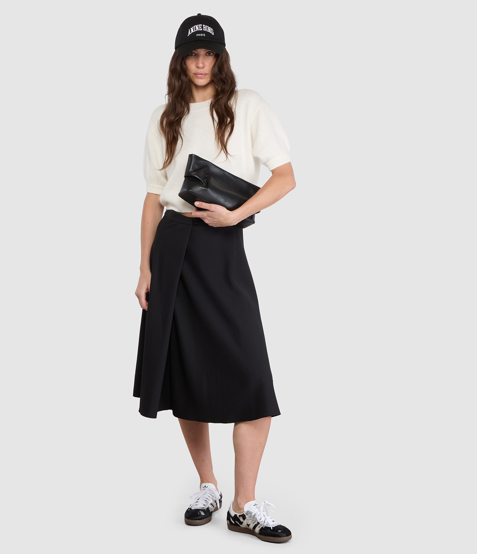 Jupe Grain De Poudre Midi Nero