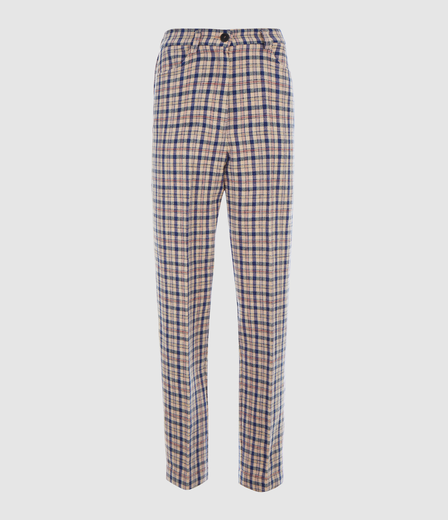 Pantalon Lin Imprimé Tartan Pétale