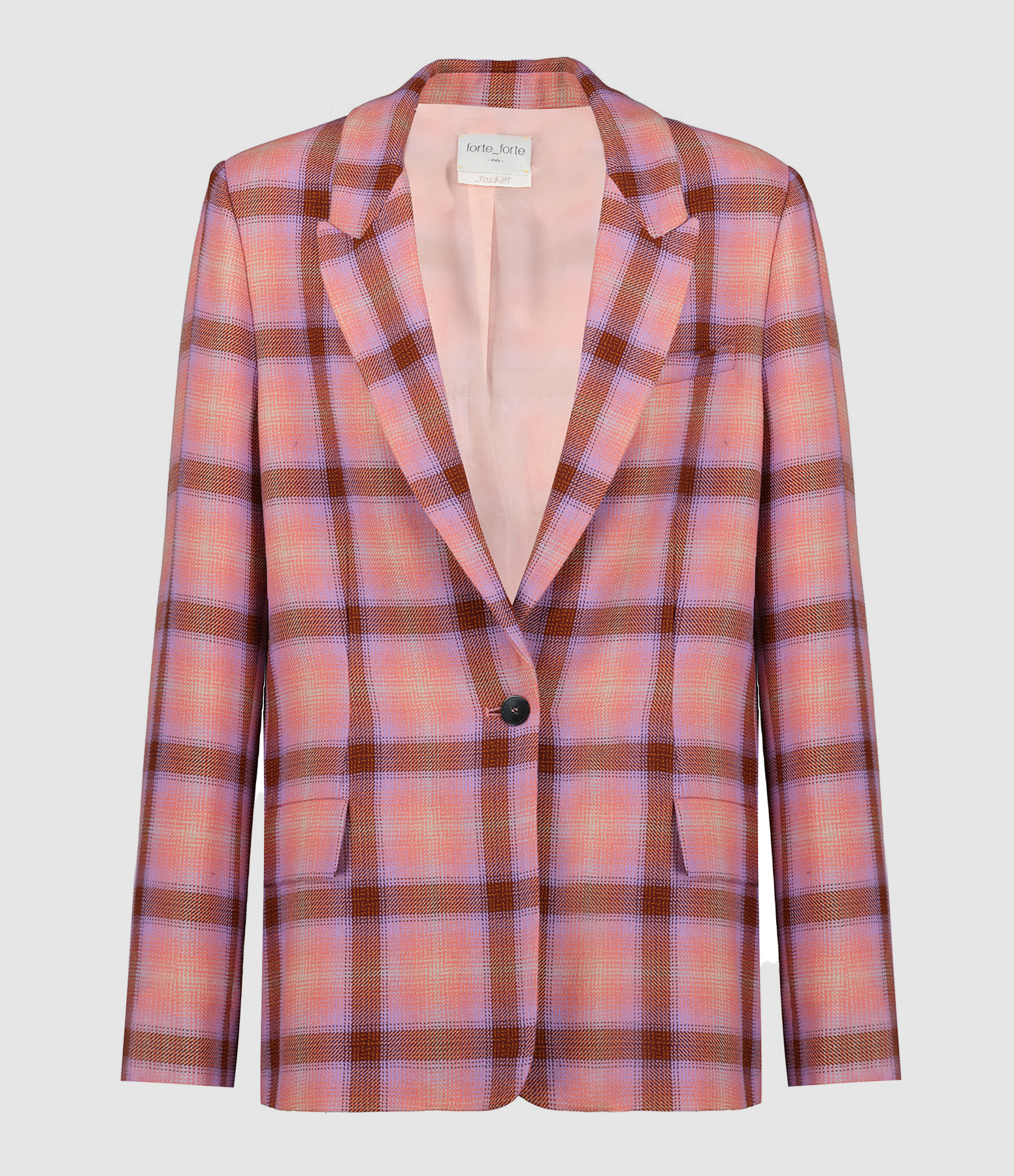 Veste Blazer Tartan Laine Vierge Rose Wow