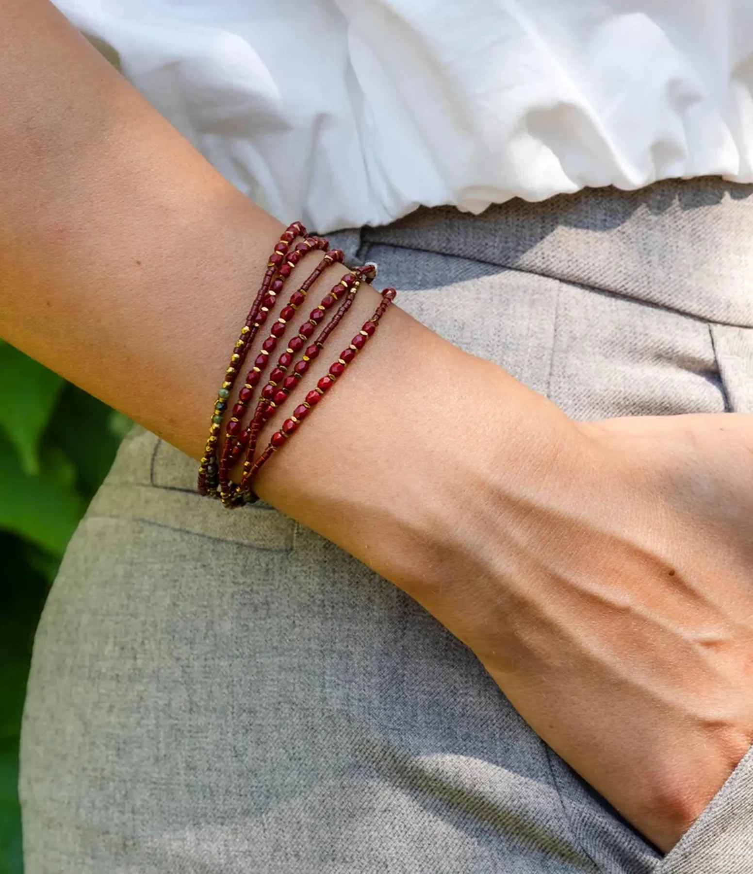 Collier Et Bracelet 6 Tours Force Intérieure Bordeaux