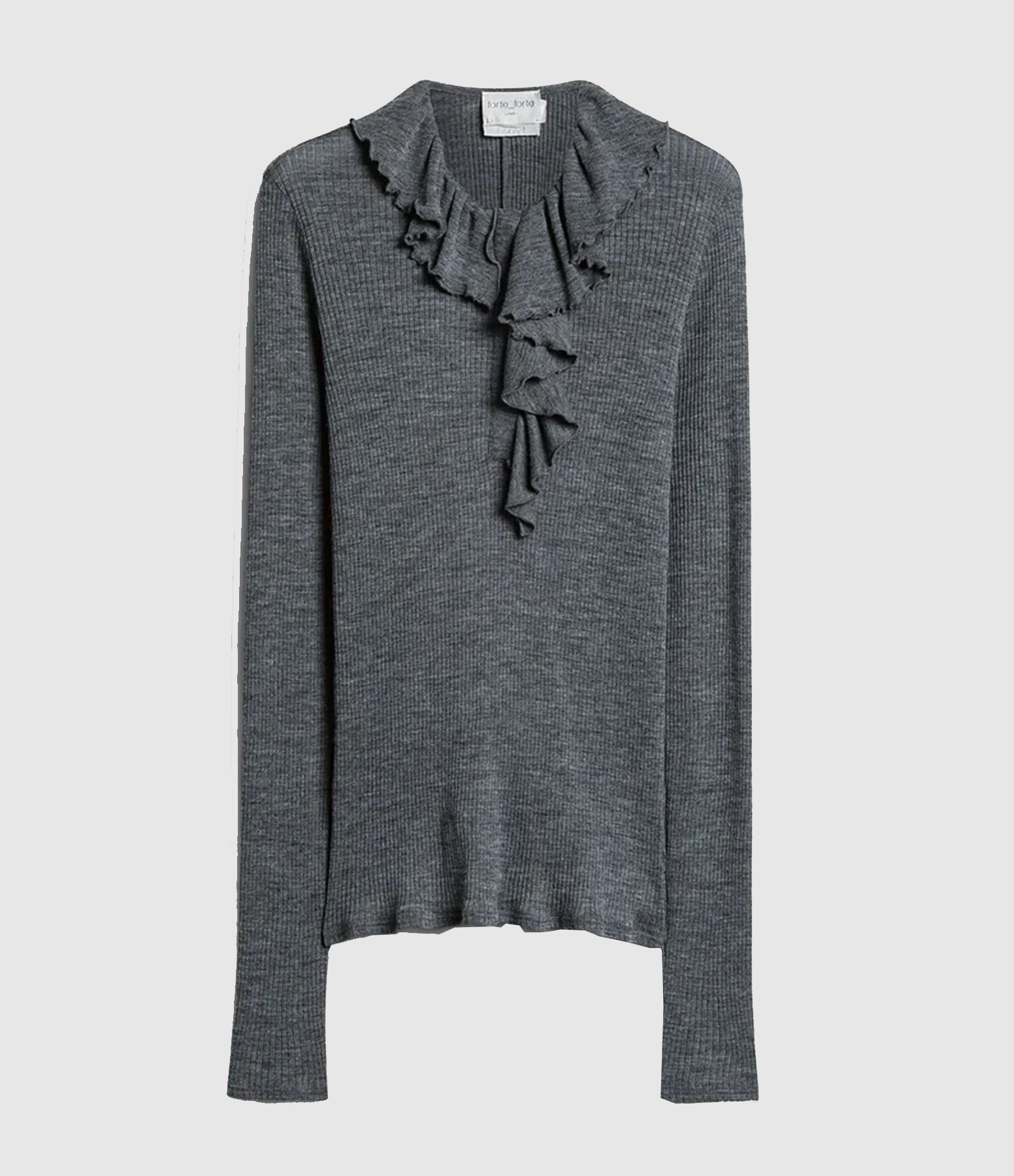 Tee Shirt Wool Ribbed Grey