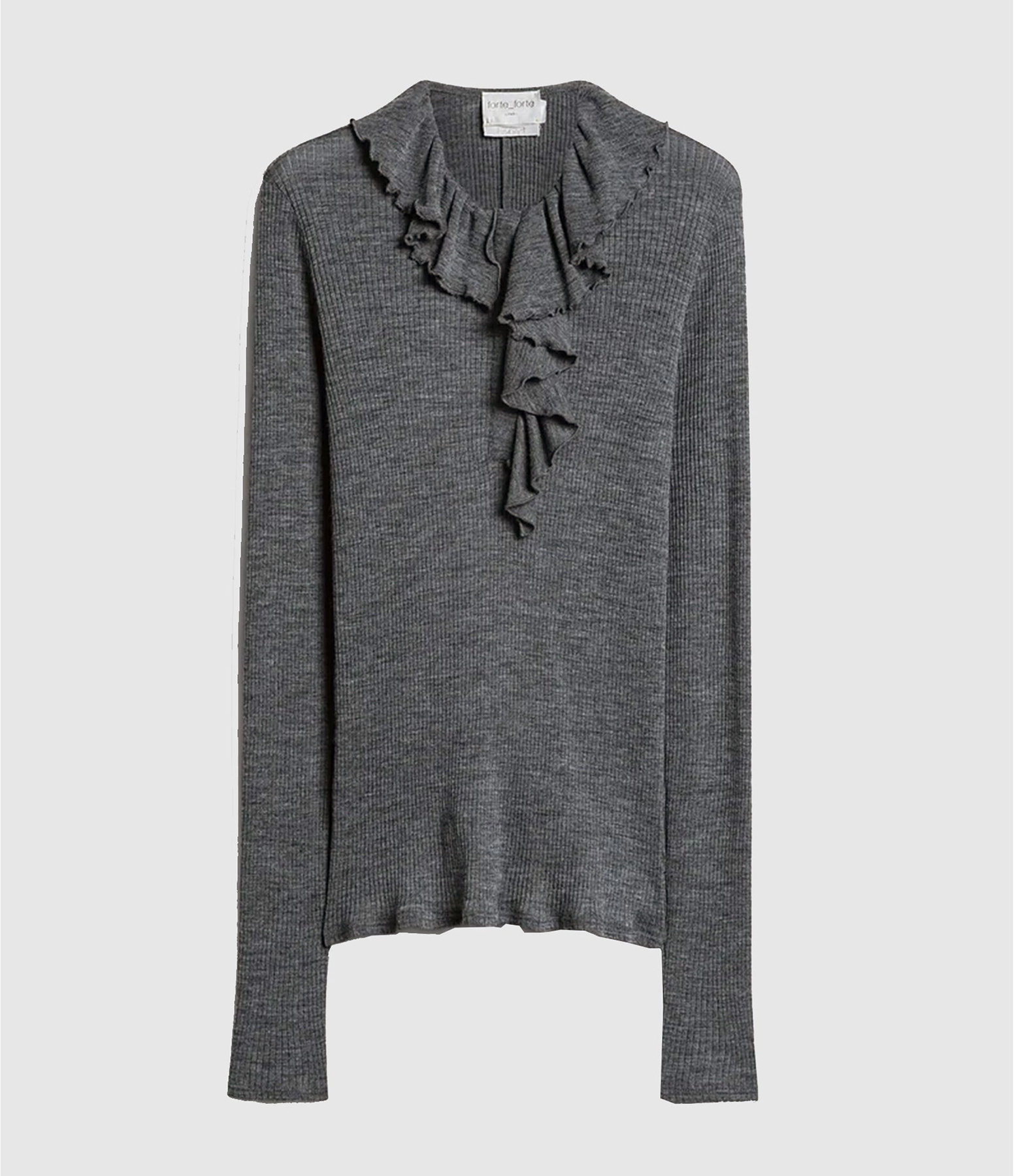 Tee Shirt Wool Ribbed Grey