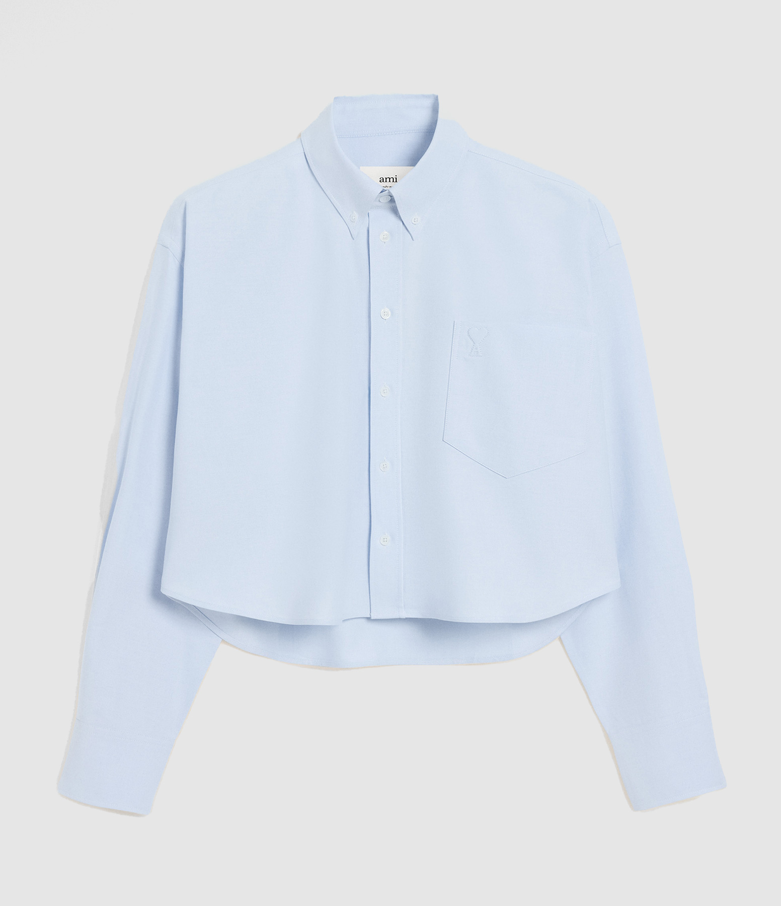Chemise Oversize Cropped Col Button Down Adc Embosse Bleu Ciel