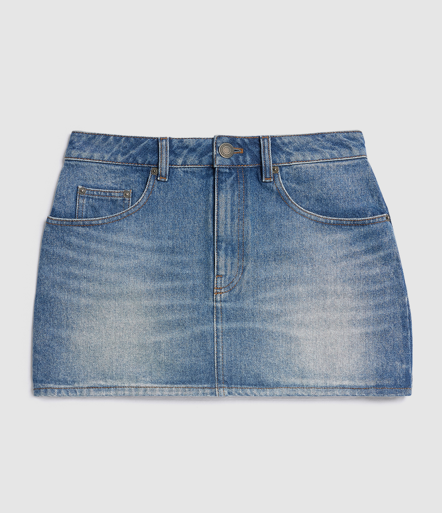 Jupe Courte Coton Bleu Usé