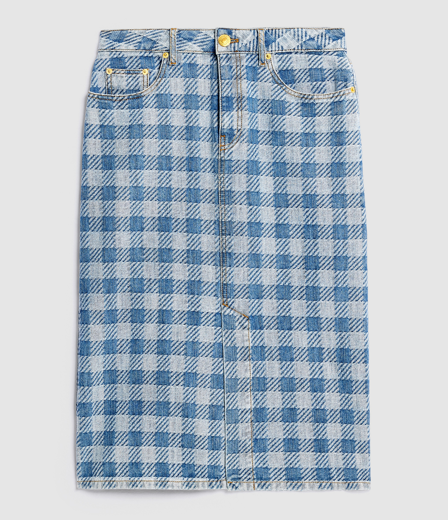 Jupe Mi-Longue Coton Bleu Javel