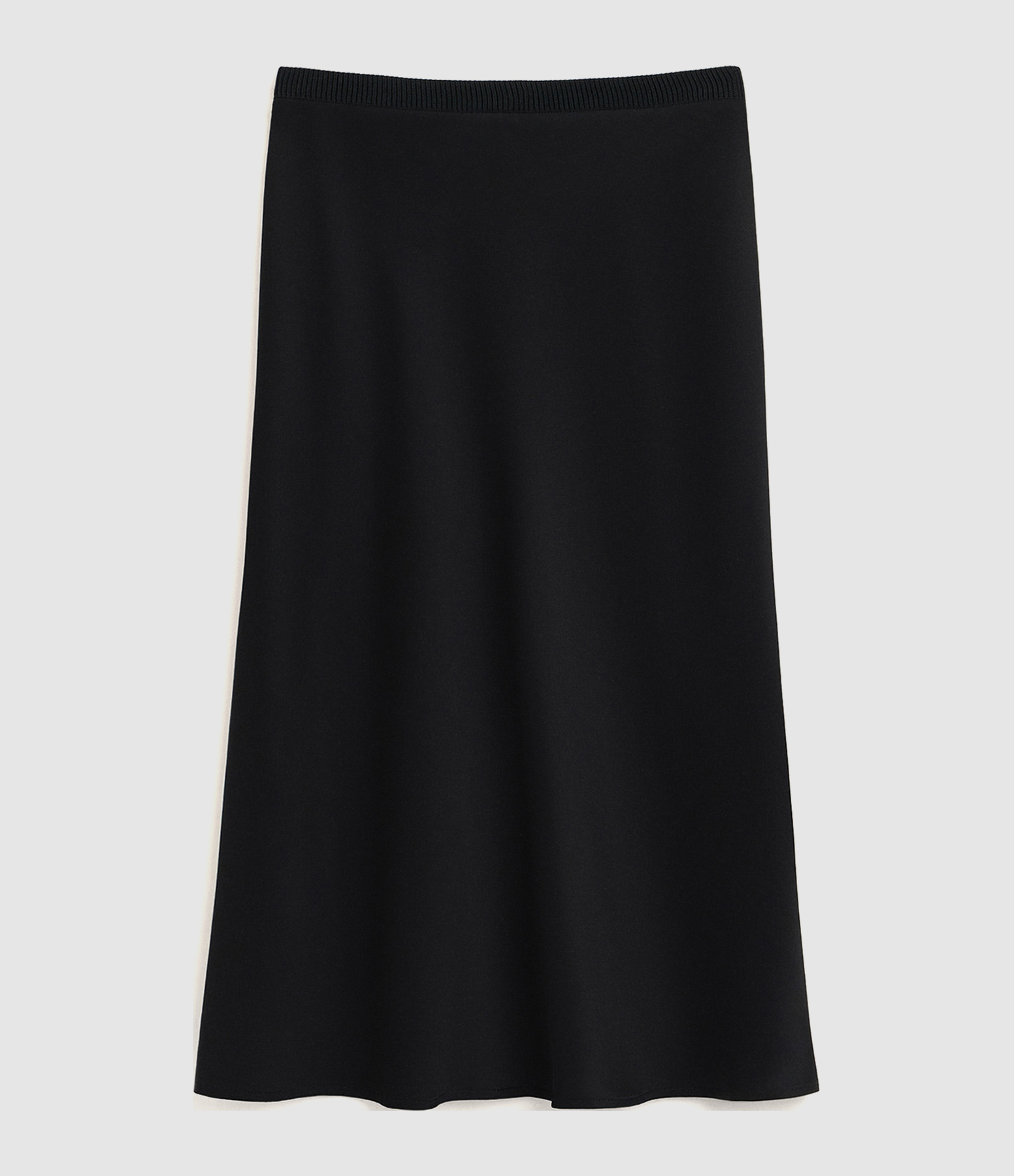Jupe Midi With Ribbed Detail Noir