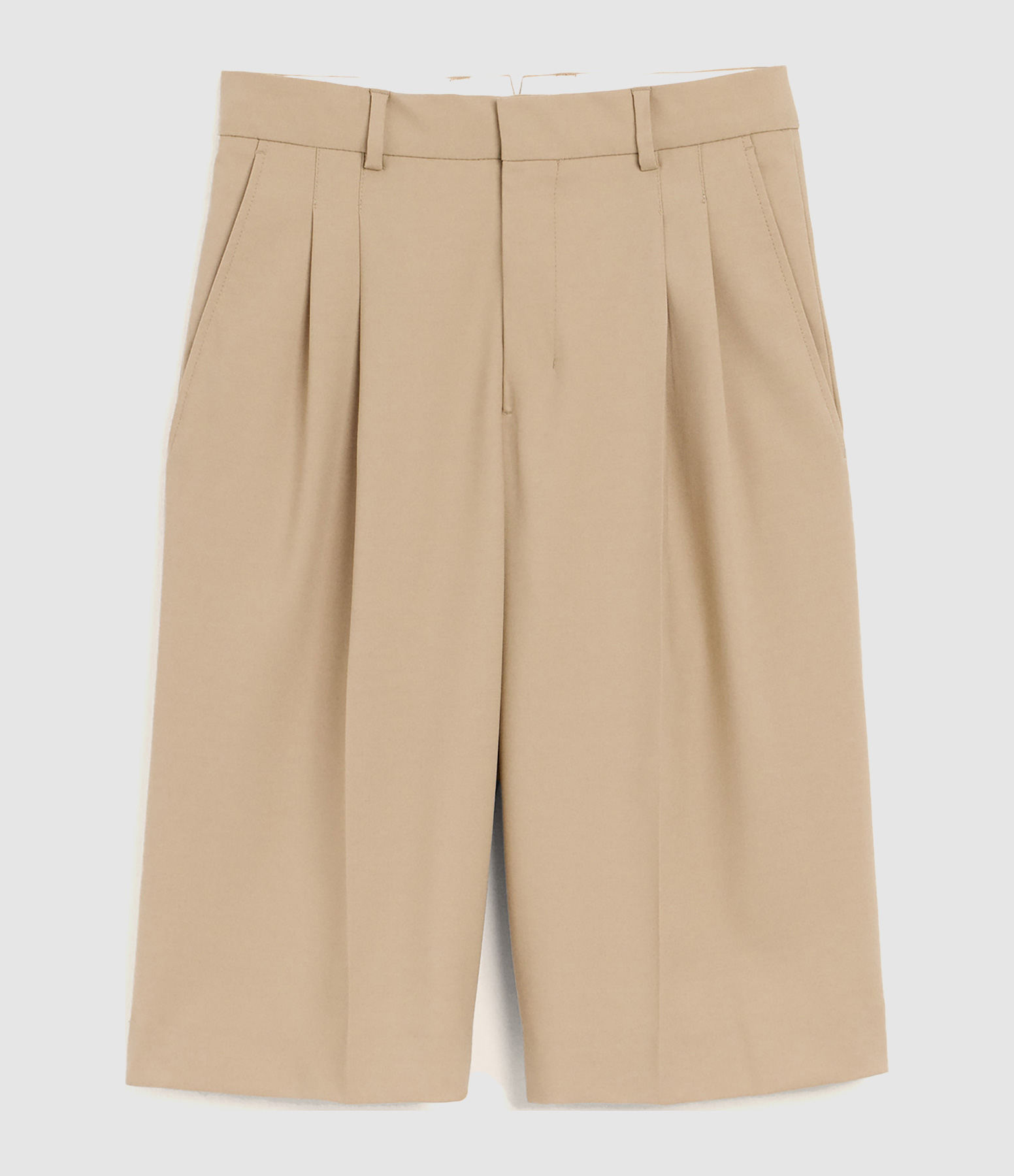 Bermuda With Two Pleats Beige Taupe