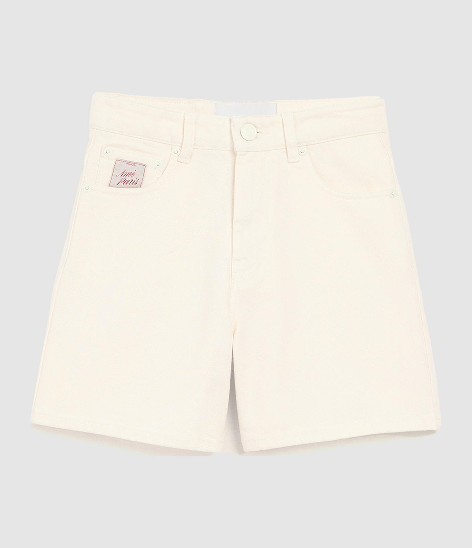 Short With Ami Paris Heritage Label Blanc Creme