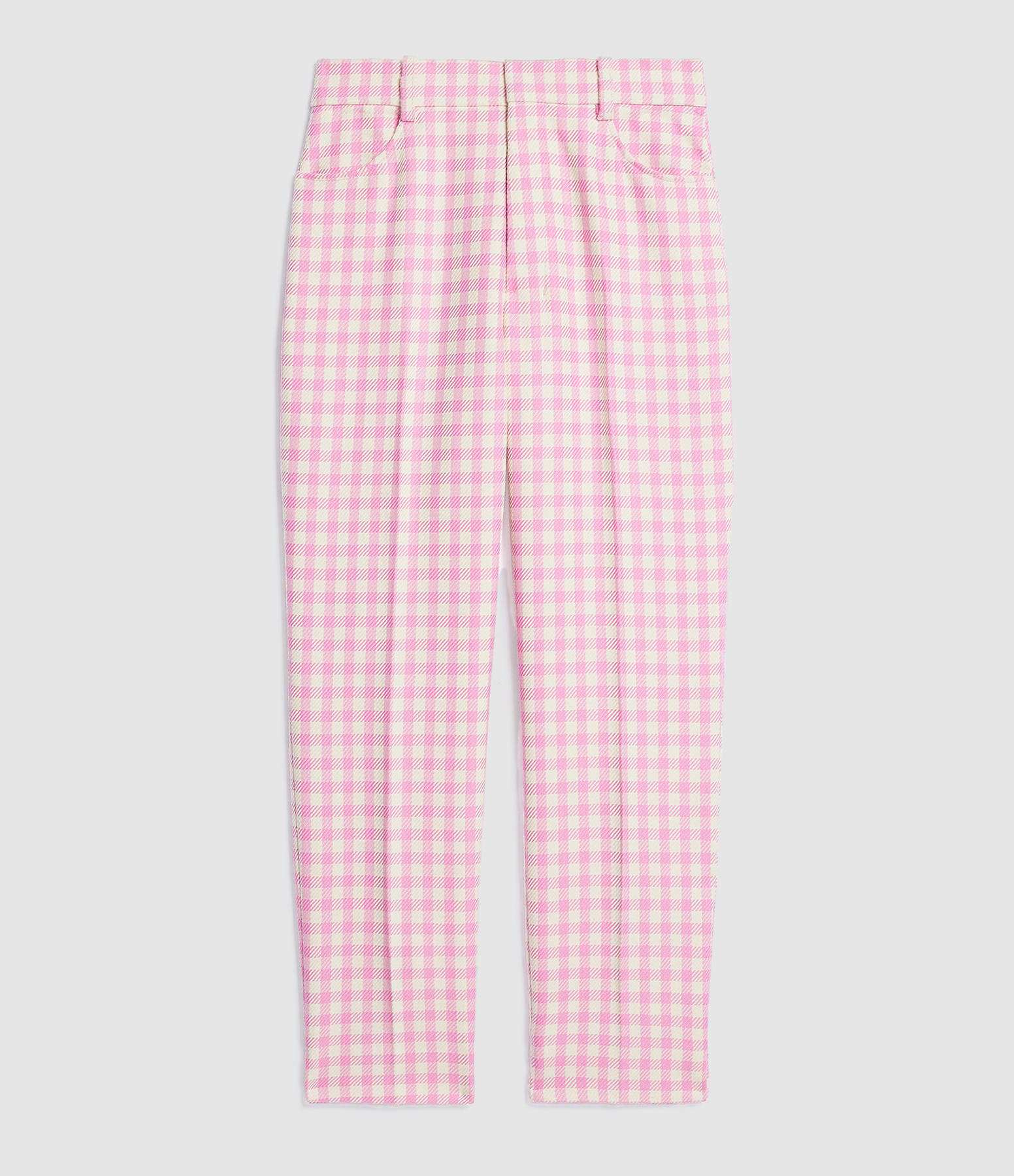 Pantalon Coton Carreaux Rose Bonbon