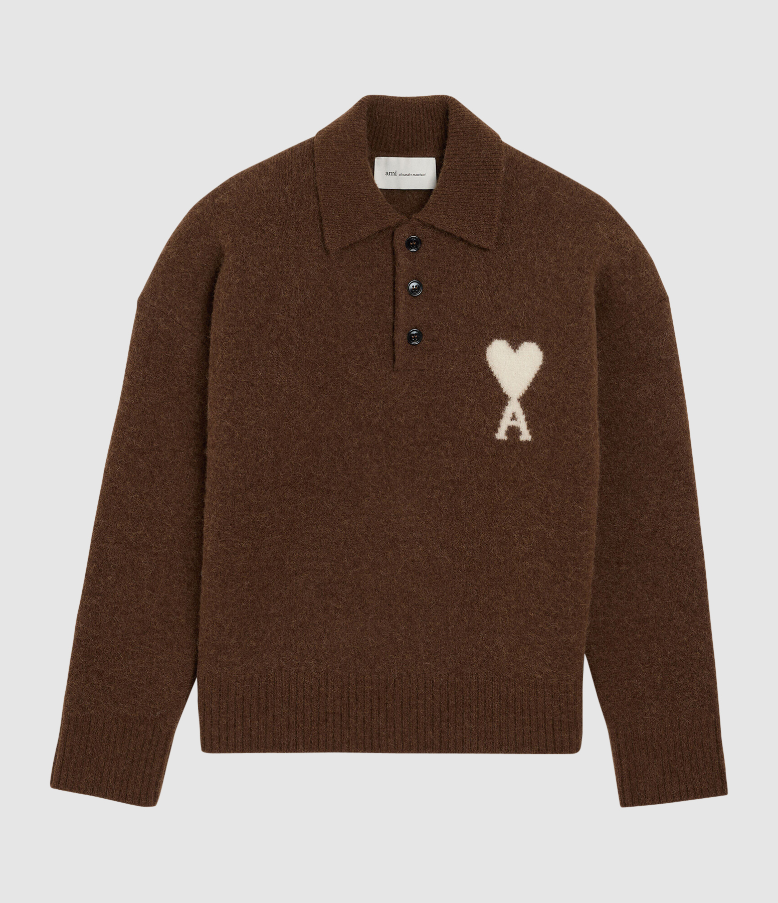 Polo Ami De Coeur Marron Chocolat Ecru