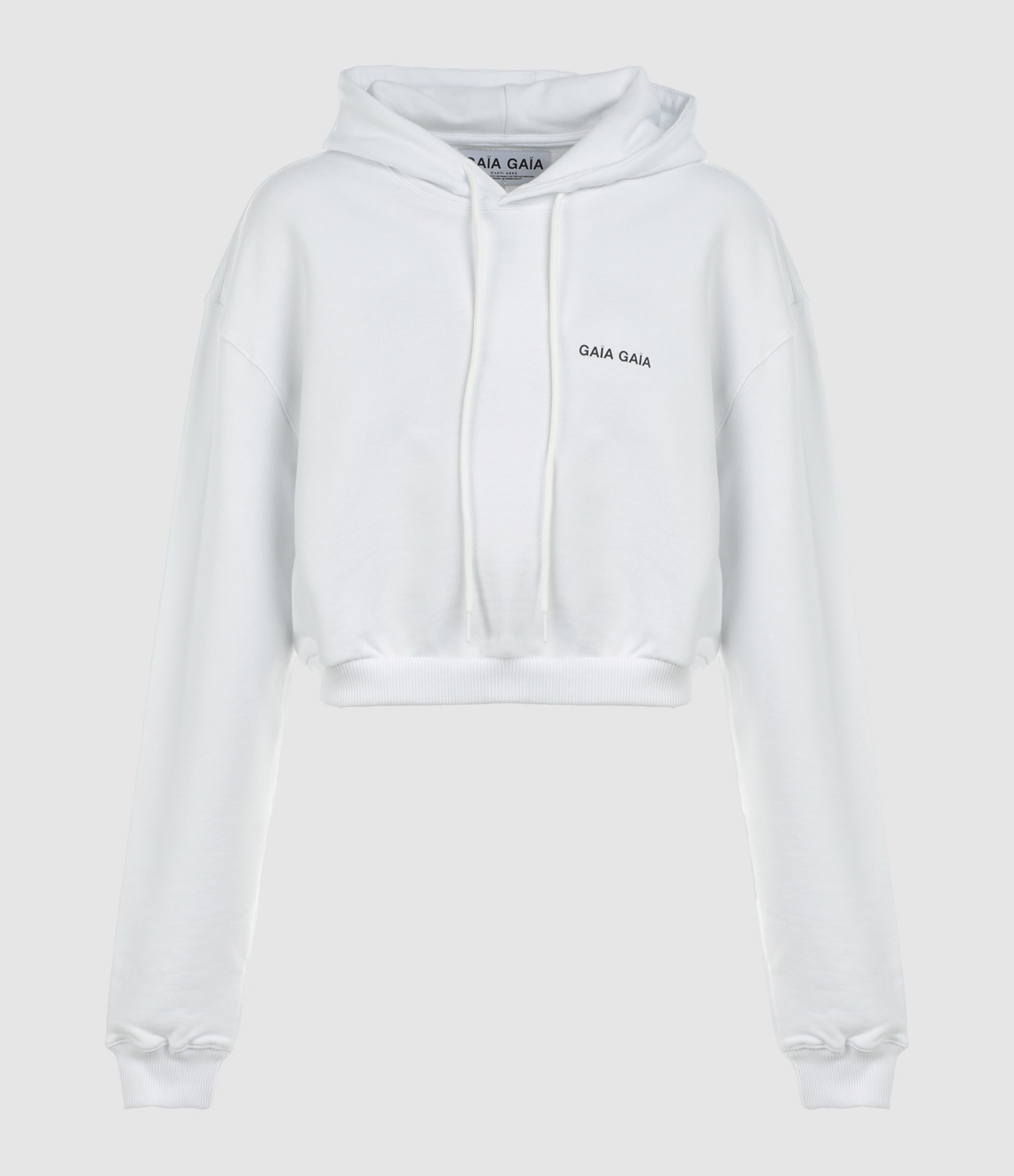 Sweatshirt Hoodie Crop Coton Blanc